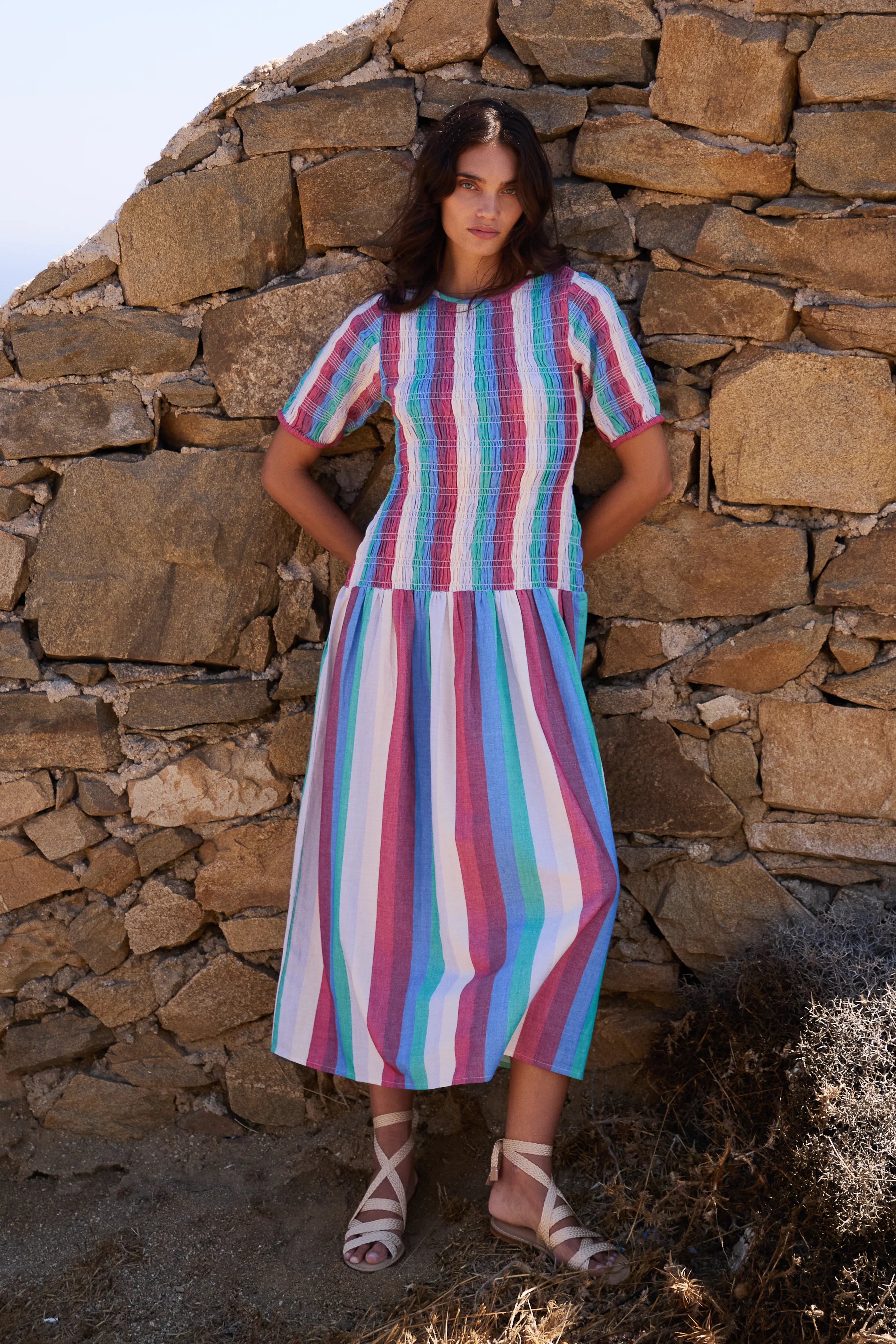 Smocked Drop Waist Maxi- Bennett Multi - Image 2