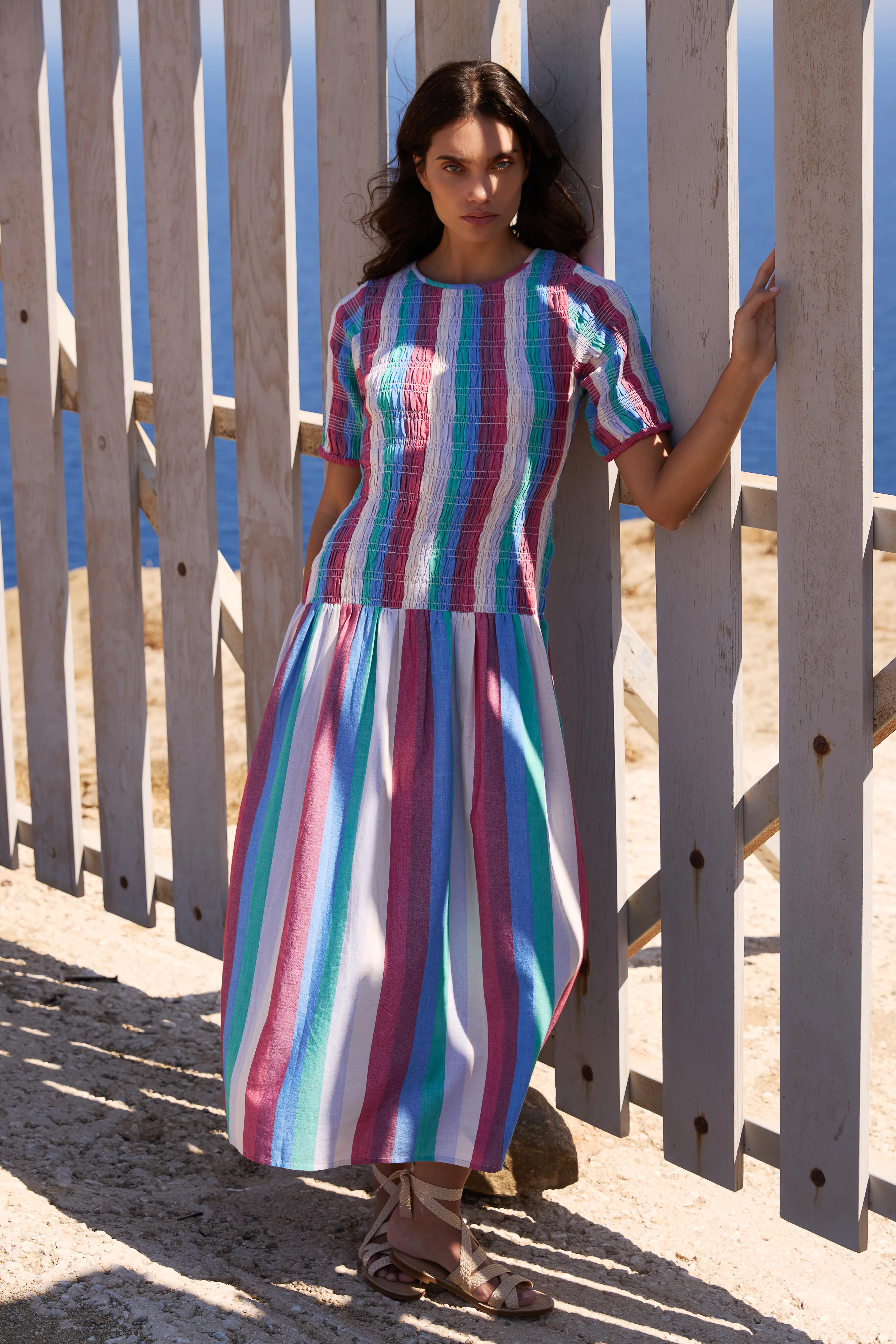 Smocked Drop Waist Maxi- Bennett Multi - Image 3