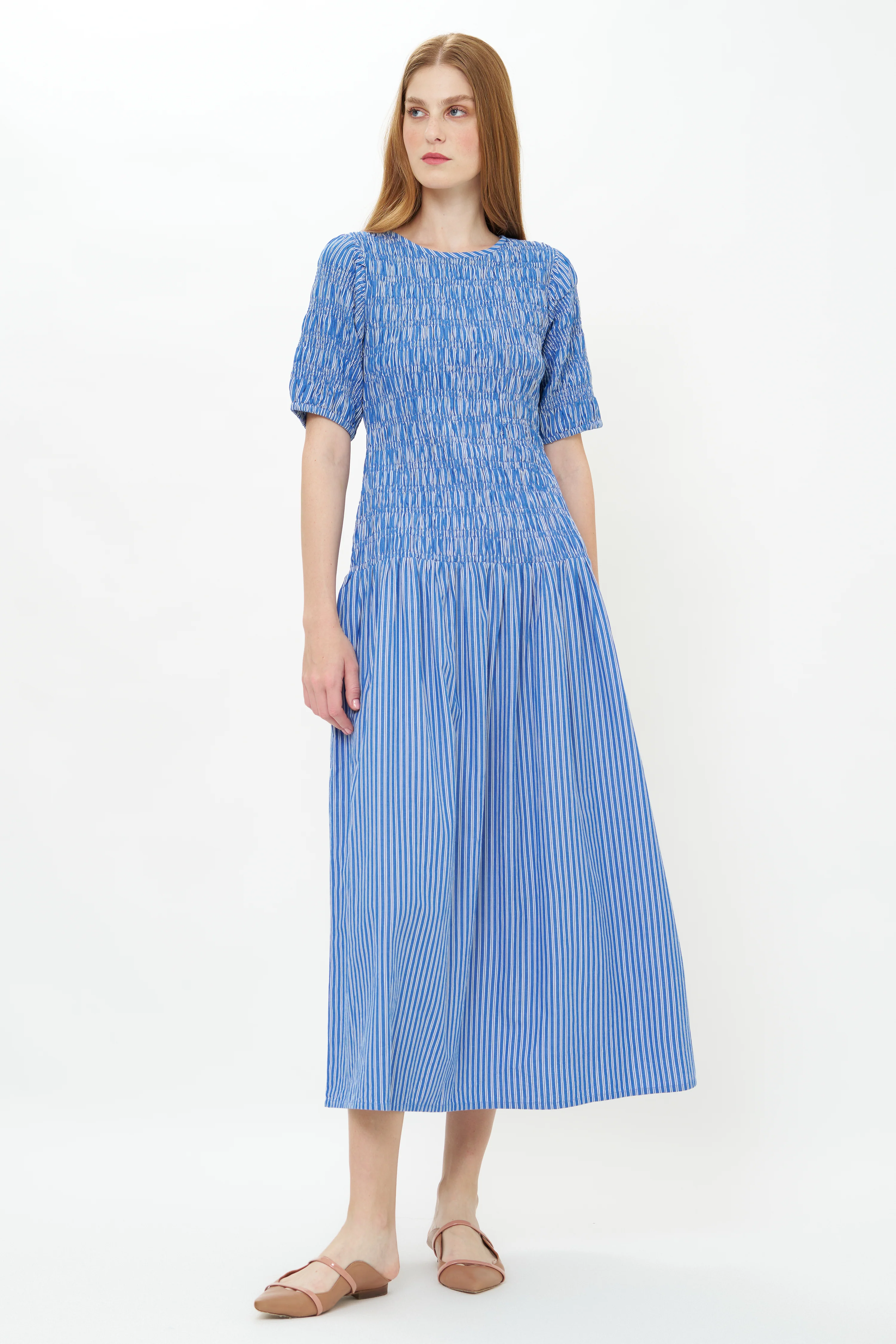 Smocked Drop Waist Maxi- Devon Blue - Image 10