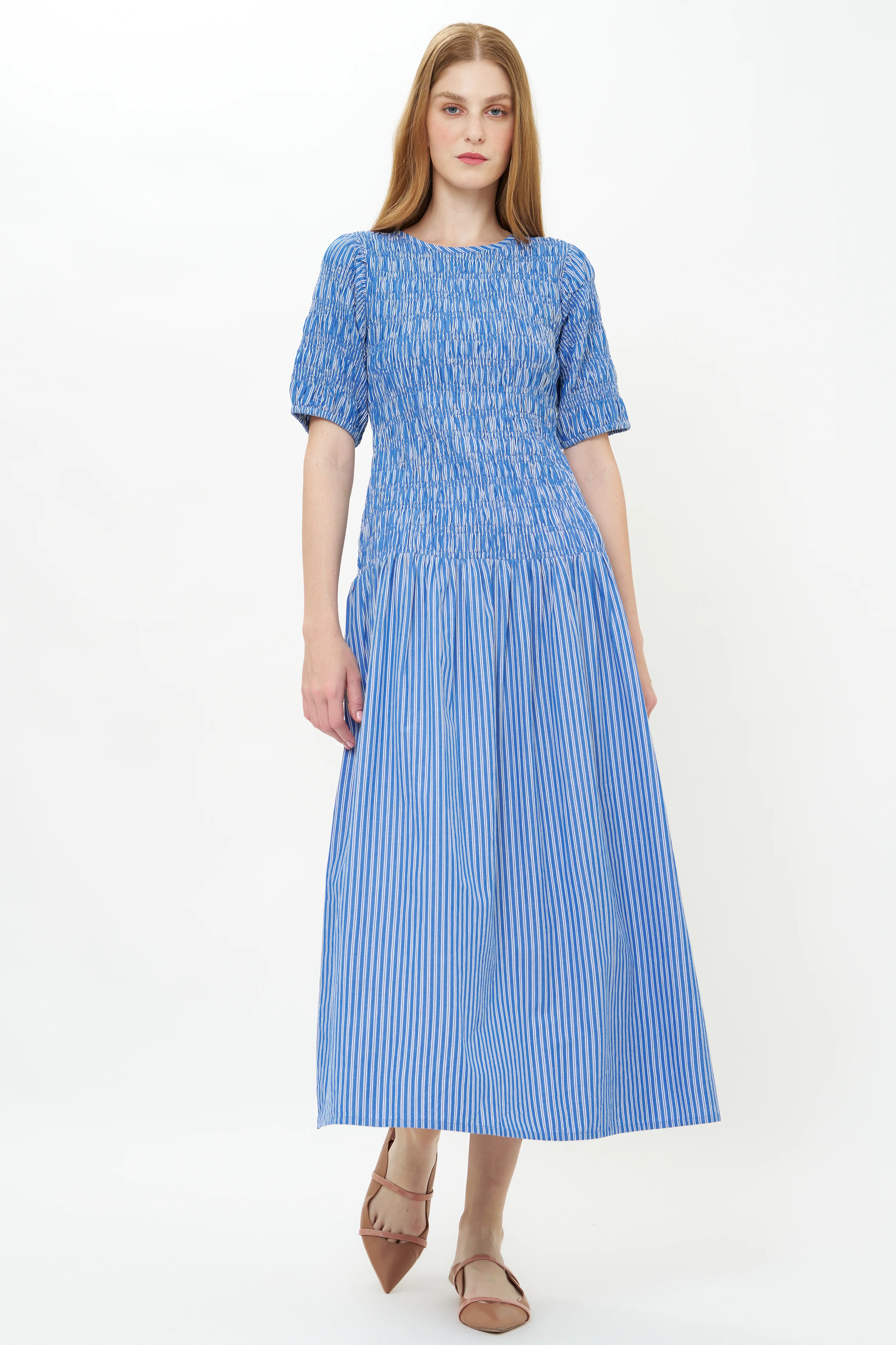 Smocked Drop Waist Maxi- Devon Blue - Image 11