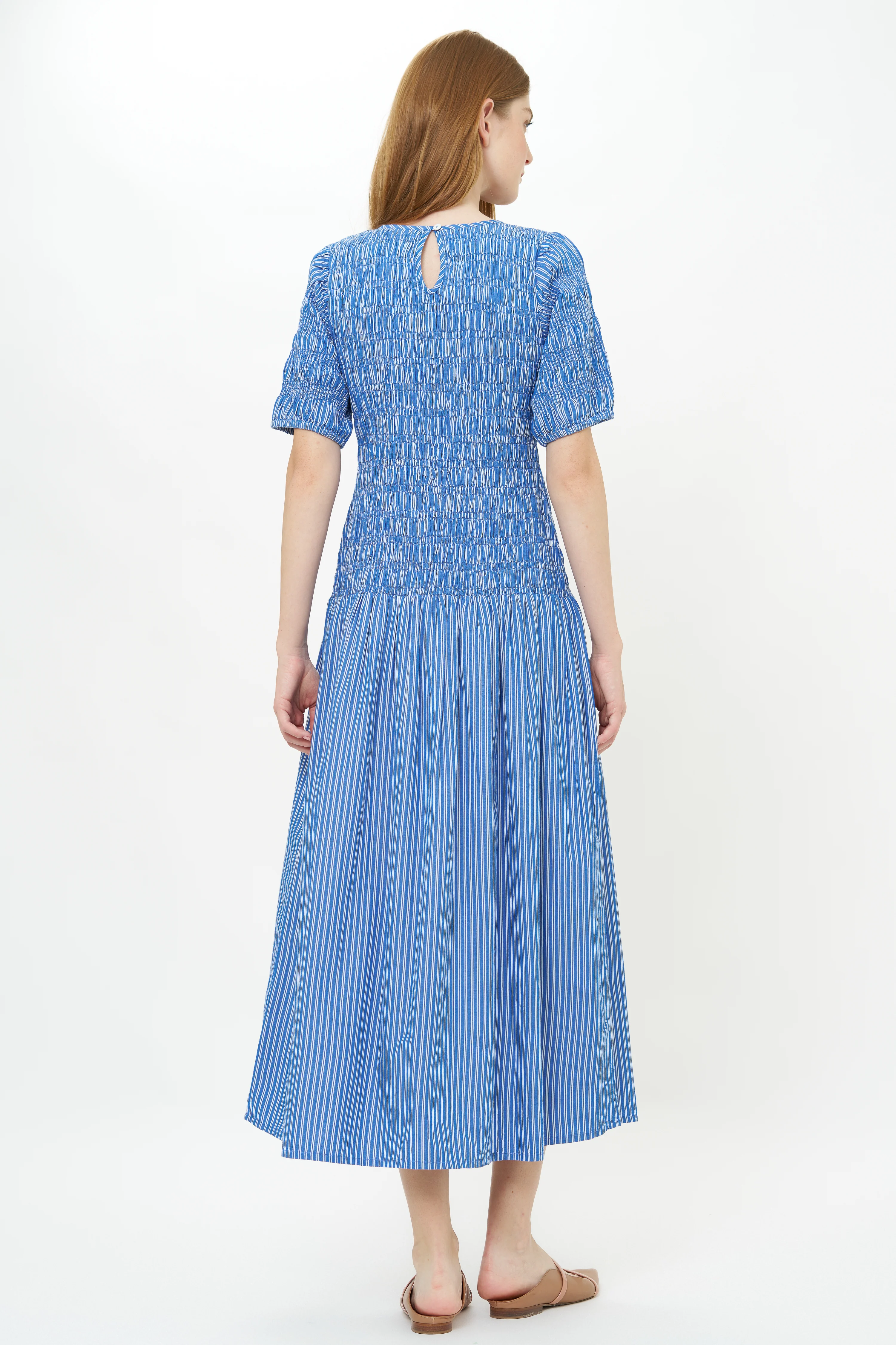 Smocked Drop Waist Maxi- Devon Blue - Image 13