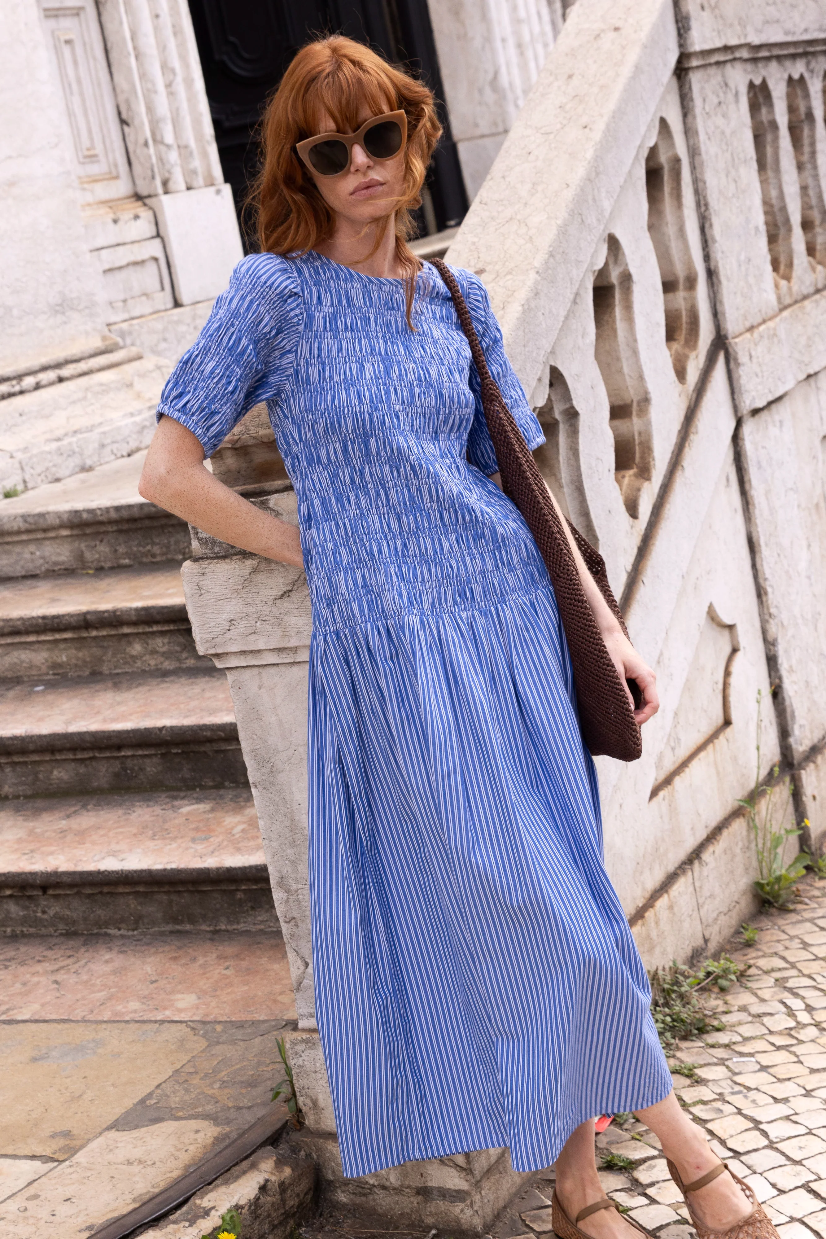 Smocked Drop Waist Maxi- Devon Blue - Image 5
