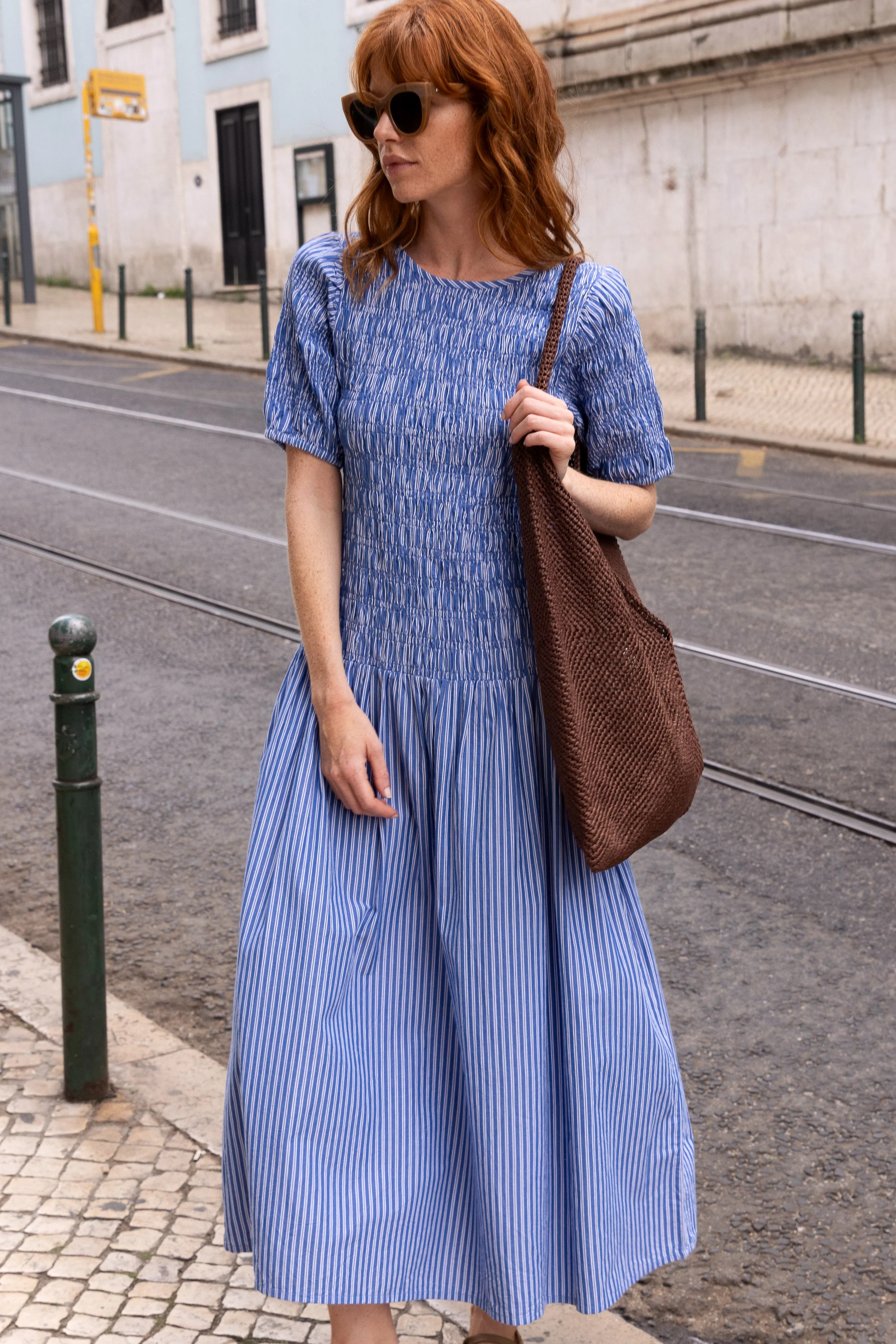 Smocked Drop Waist Maxi- Devon Blue - Image 9