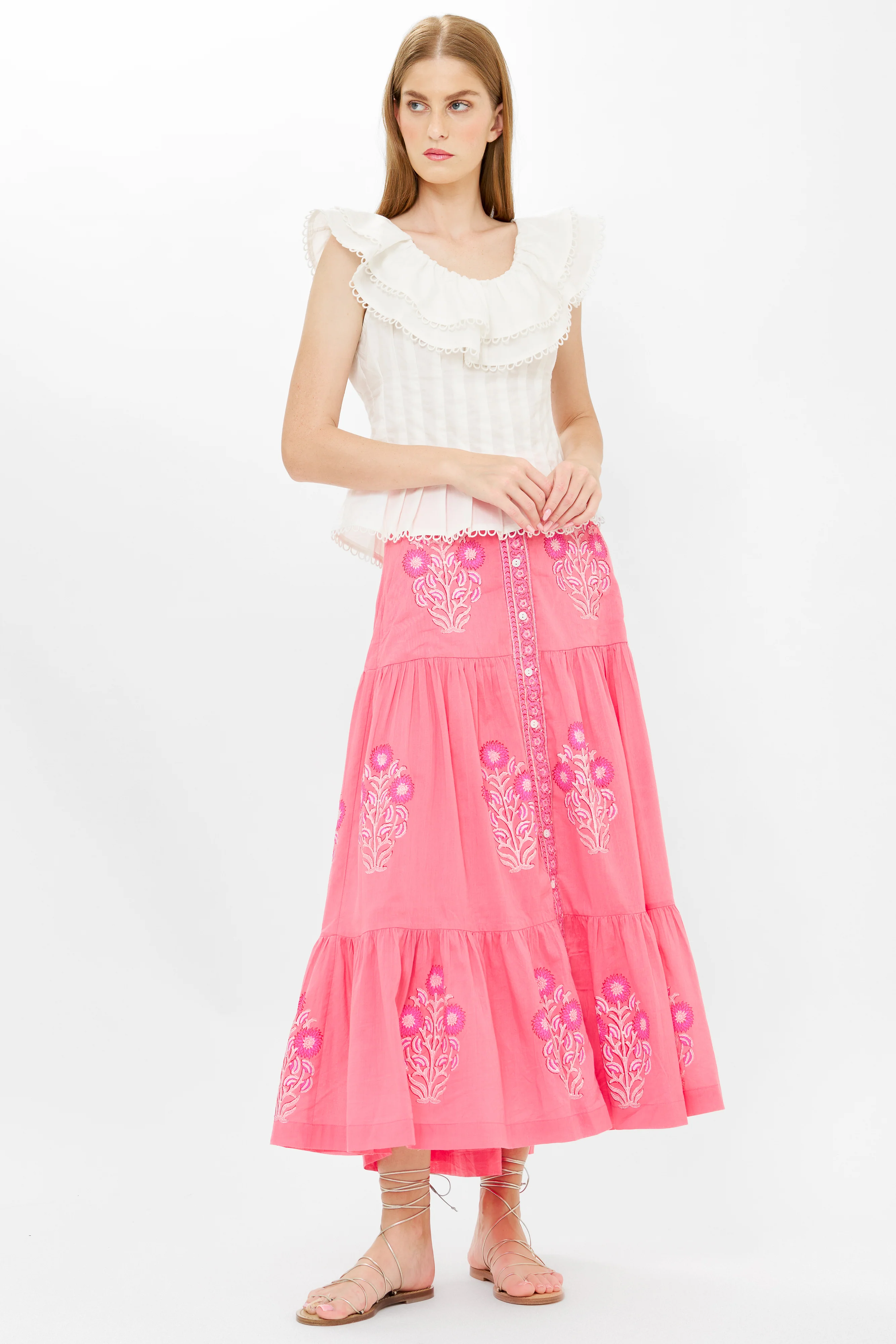 Button Front Skirt- Raton Pink - Image 3