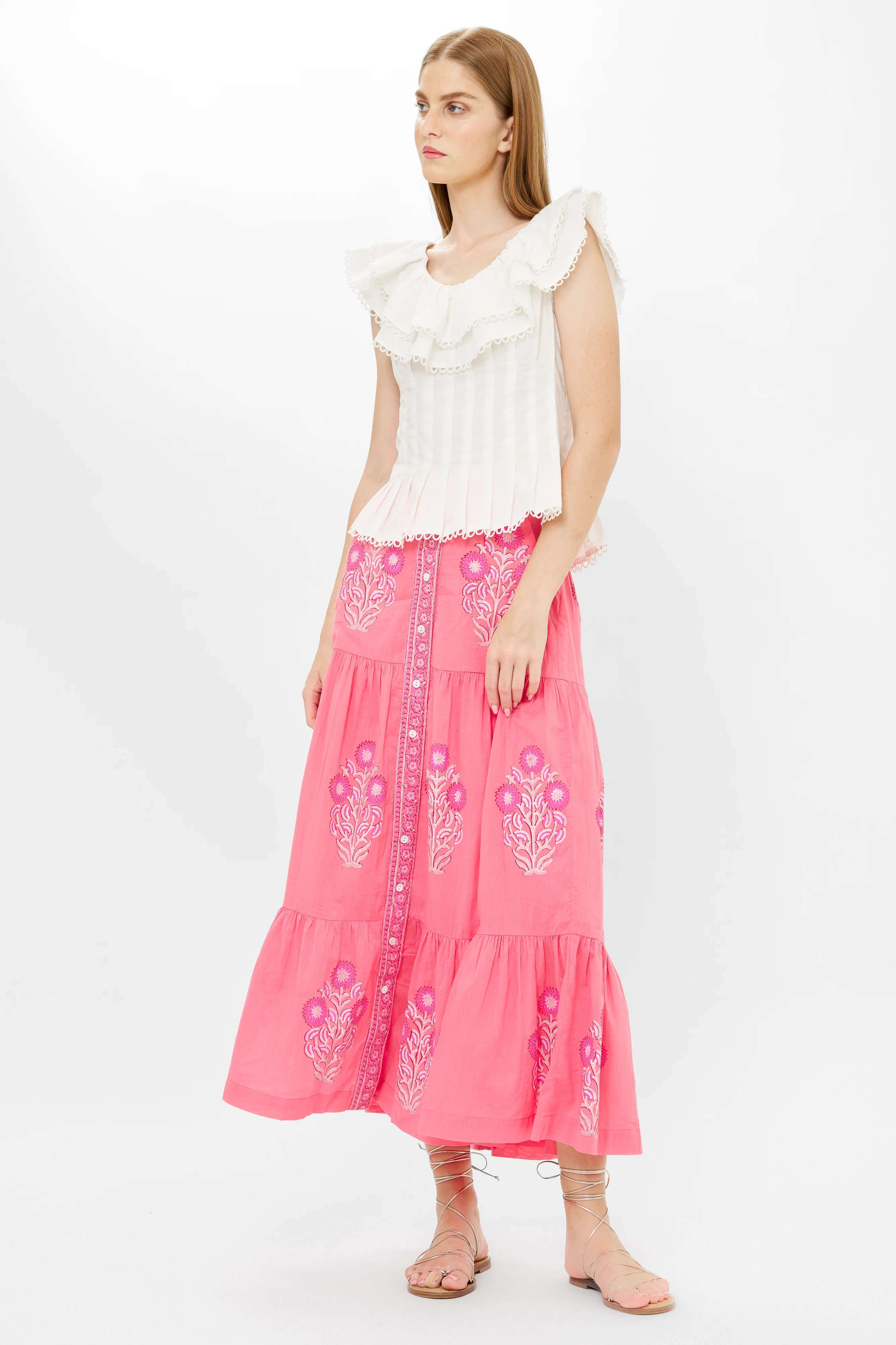 Button Front Skirt- Raton Pink - Image 4