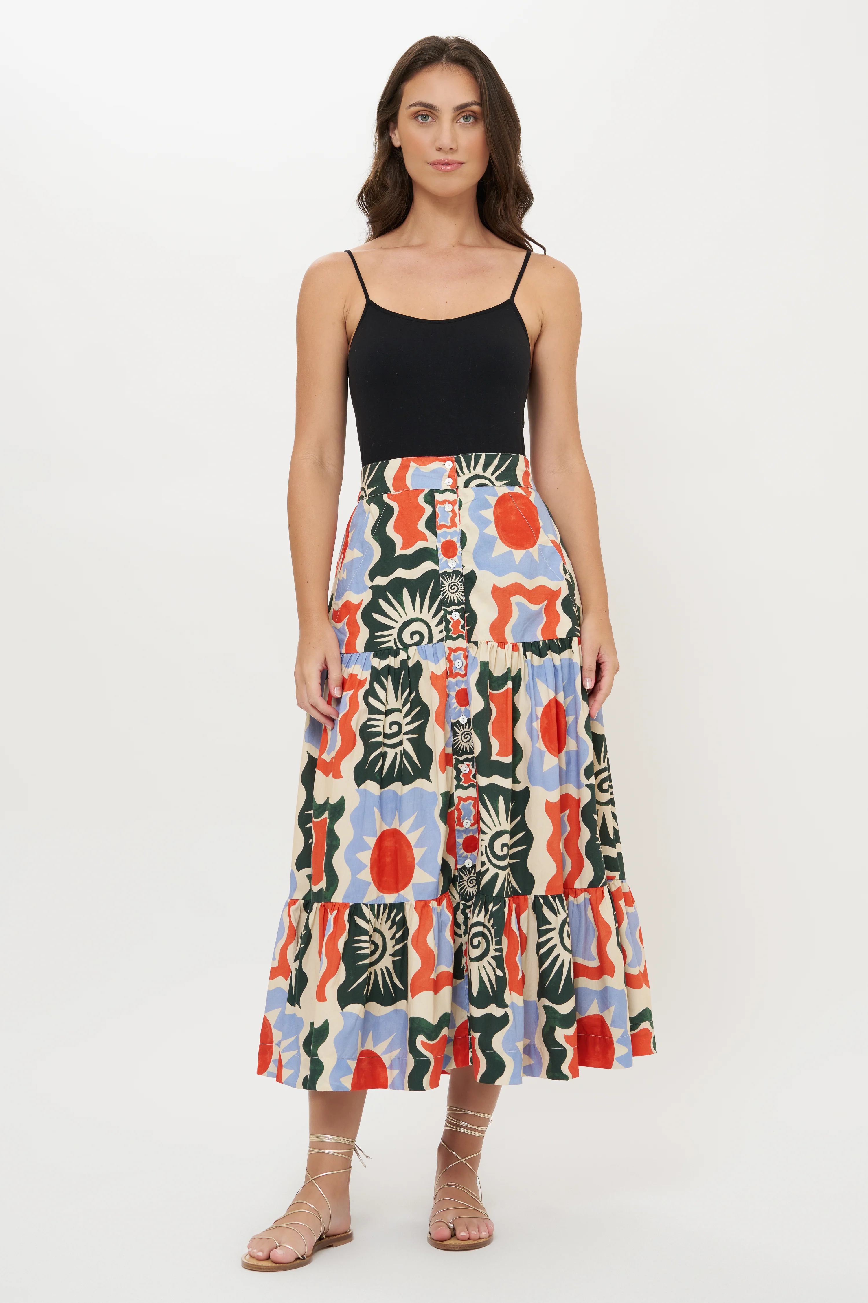 Button Front Skirt- Helios Blue - Image 12