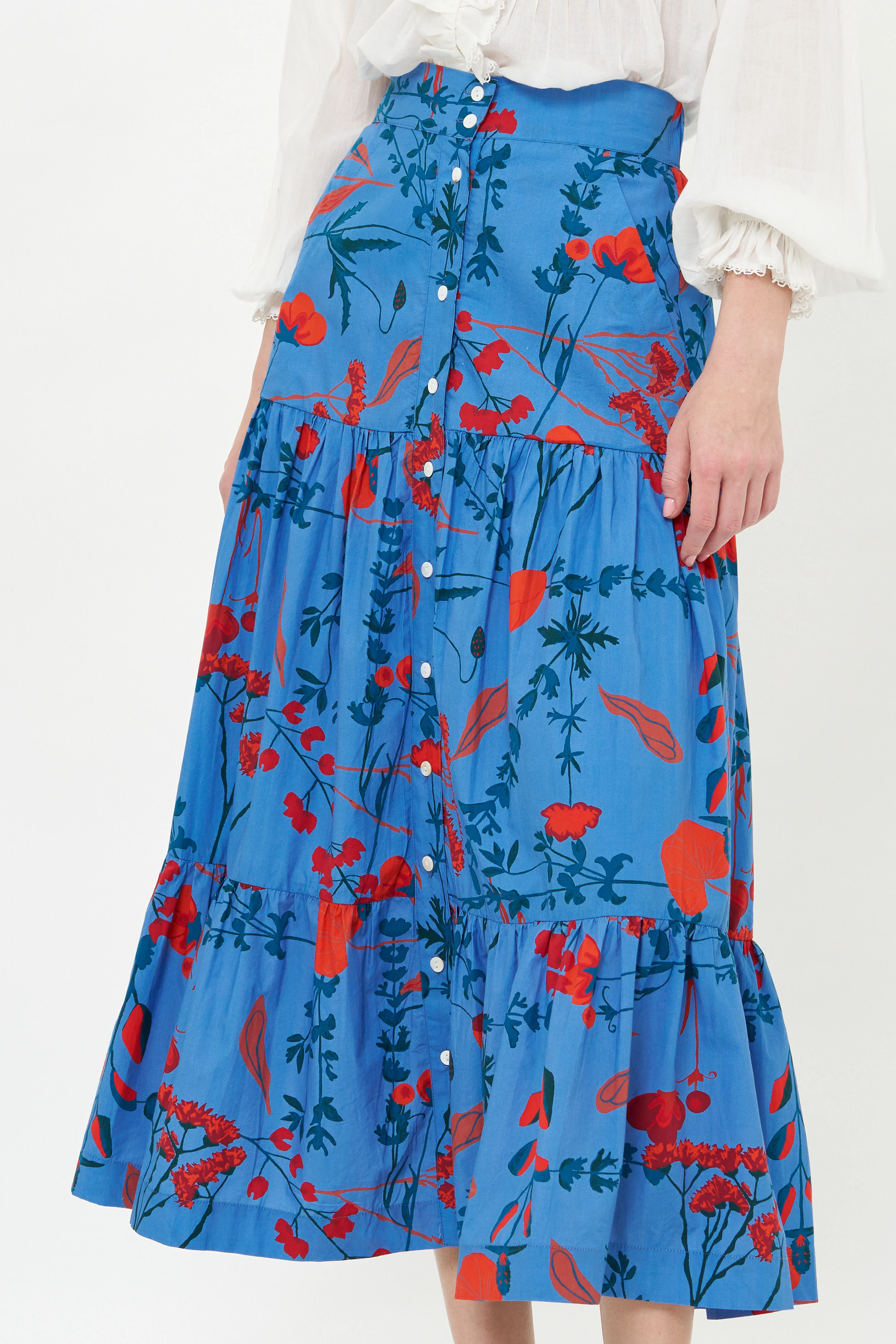 Button Front Skirt- Bartram Blue - Image 3
