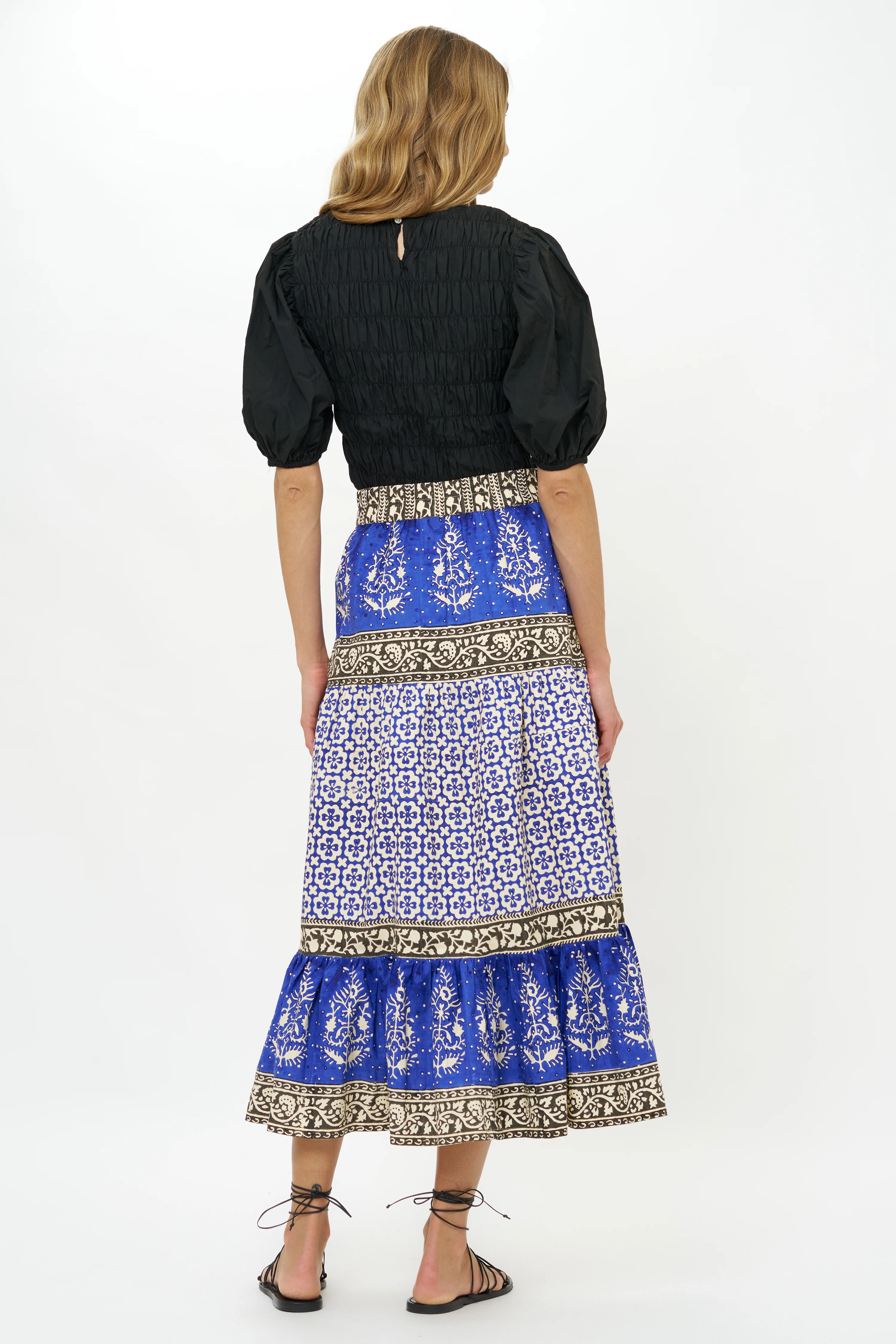 Button Front Skirt- Jaisalmer Cobalt - Image 6