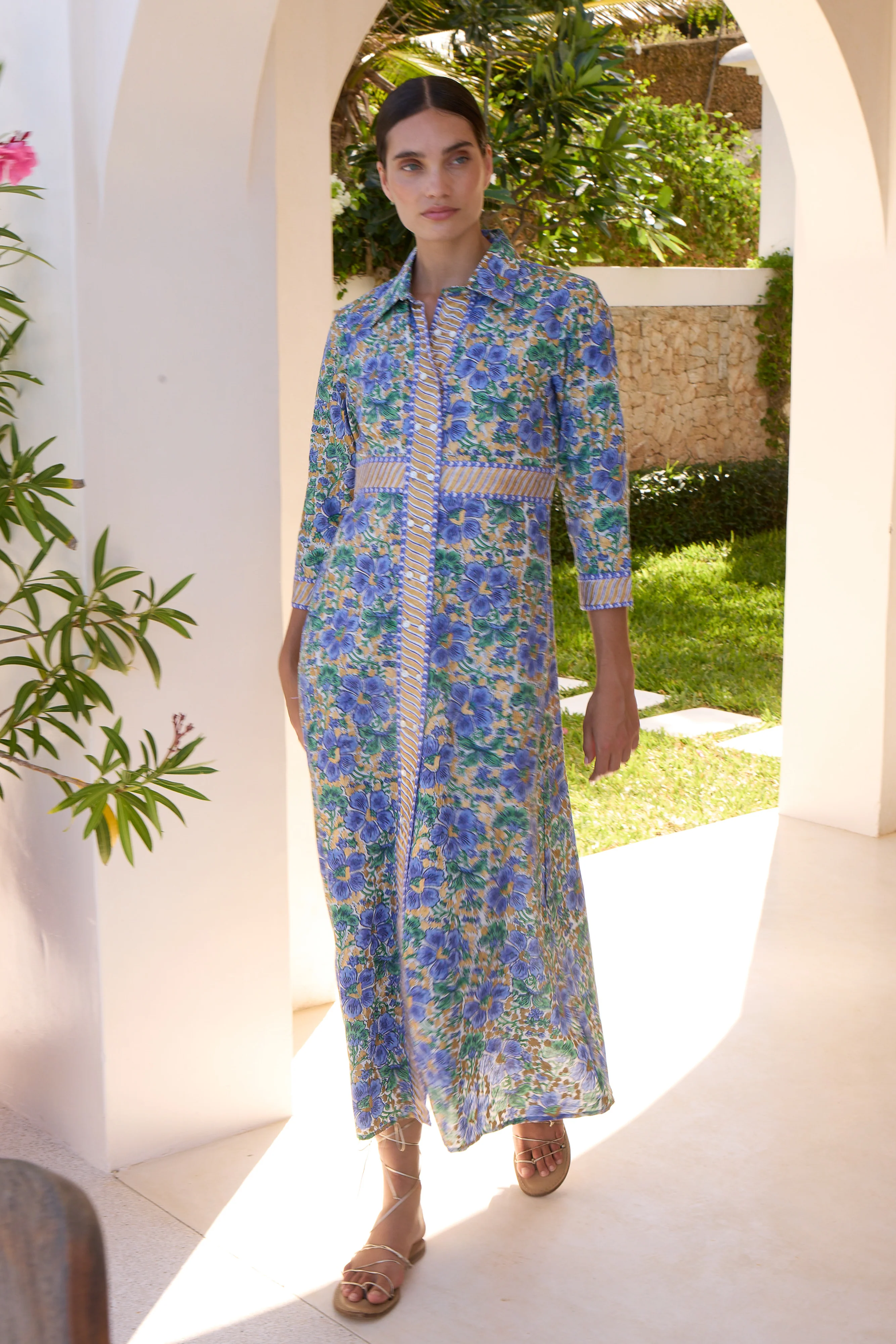 Shirt Dress Maxi- Matera Blue - Image 2
