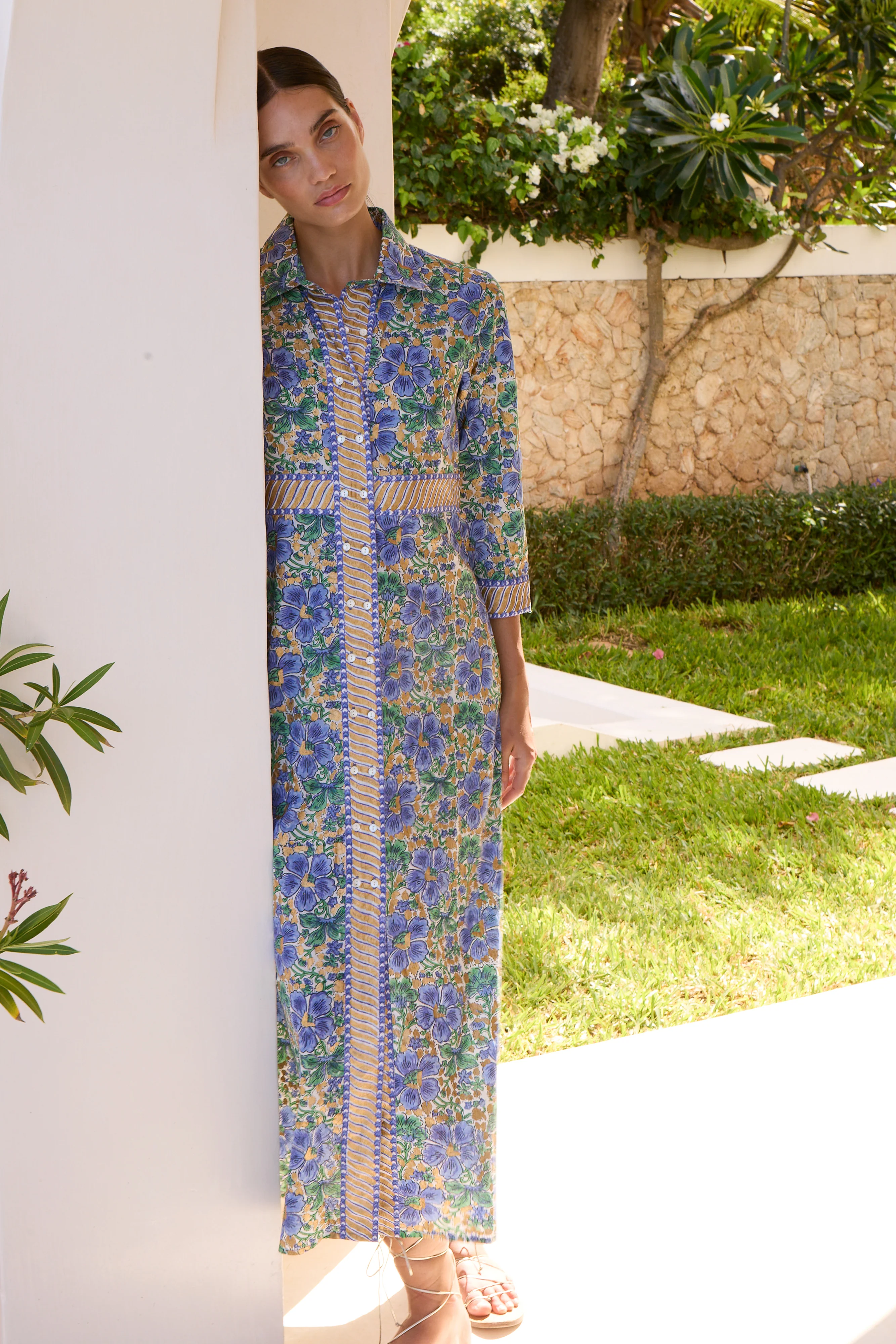 Shirt Dress Maxi- Matera Blue - Image 3
