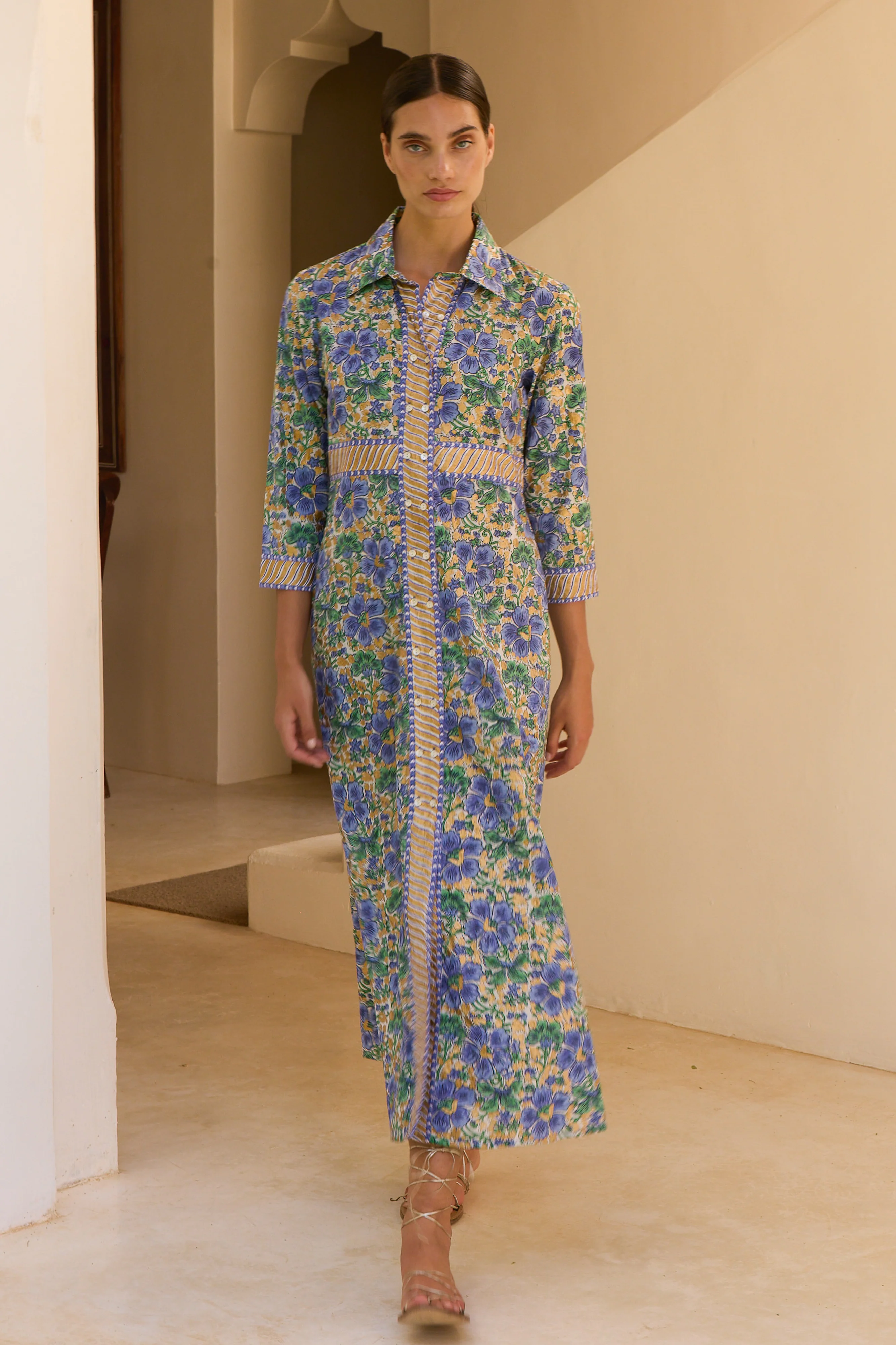 Shirt Dress Maxi- Matera Blue - Image 4