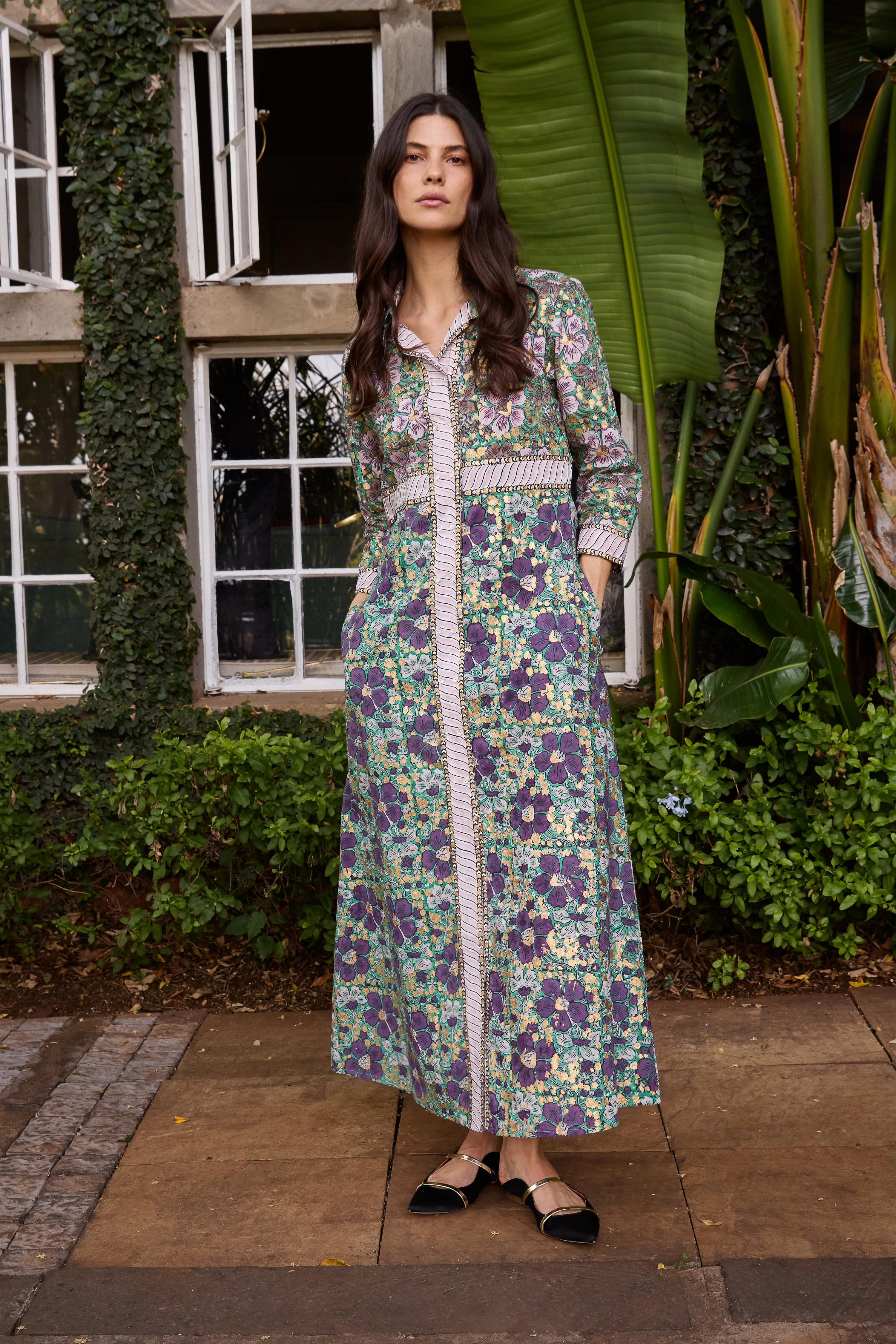 Shirt Dress Maxi- Matera Green - Image 3