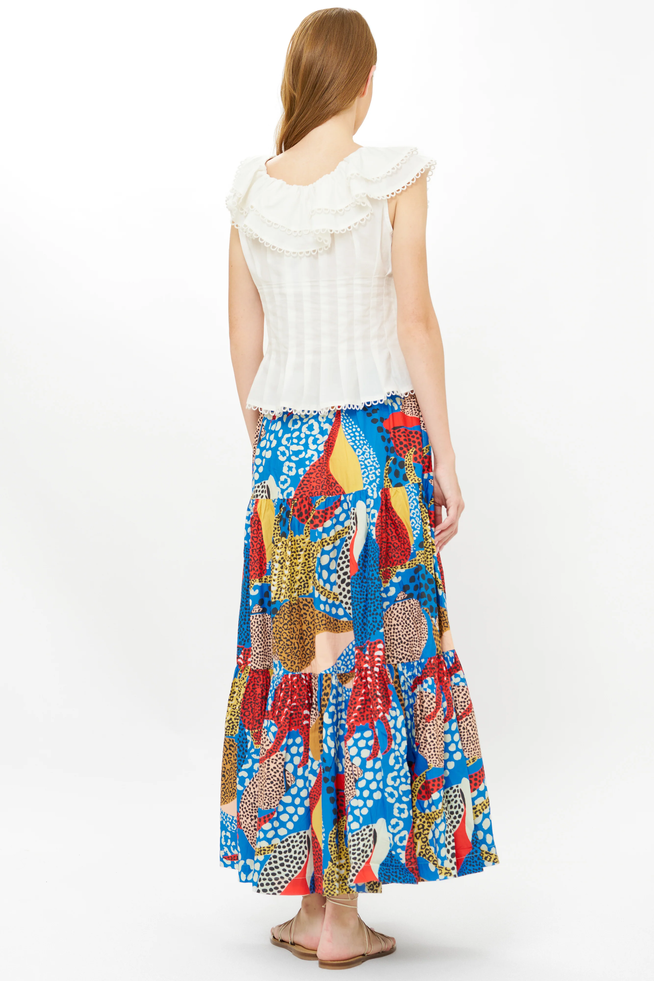 Tiered Maxi Skirt- Nautilus Blue - Image 11