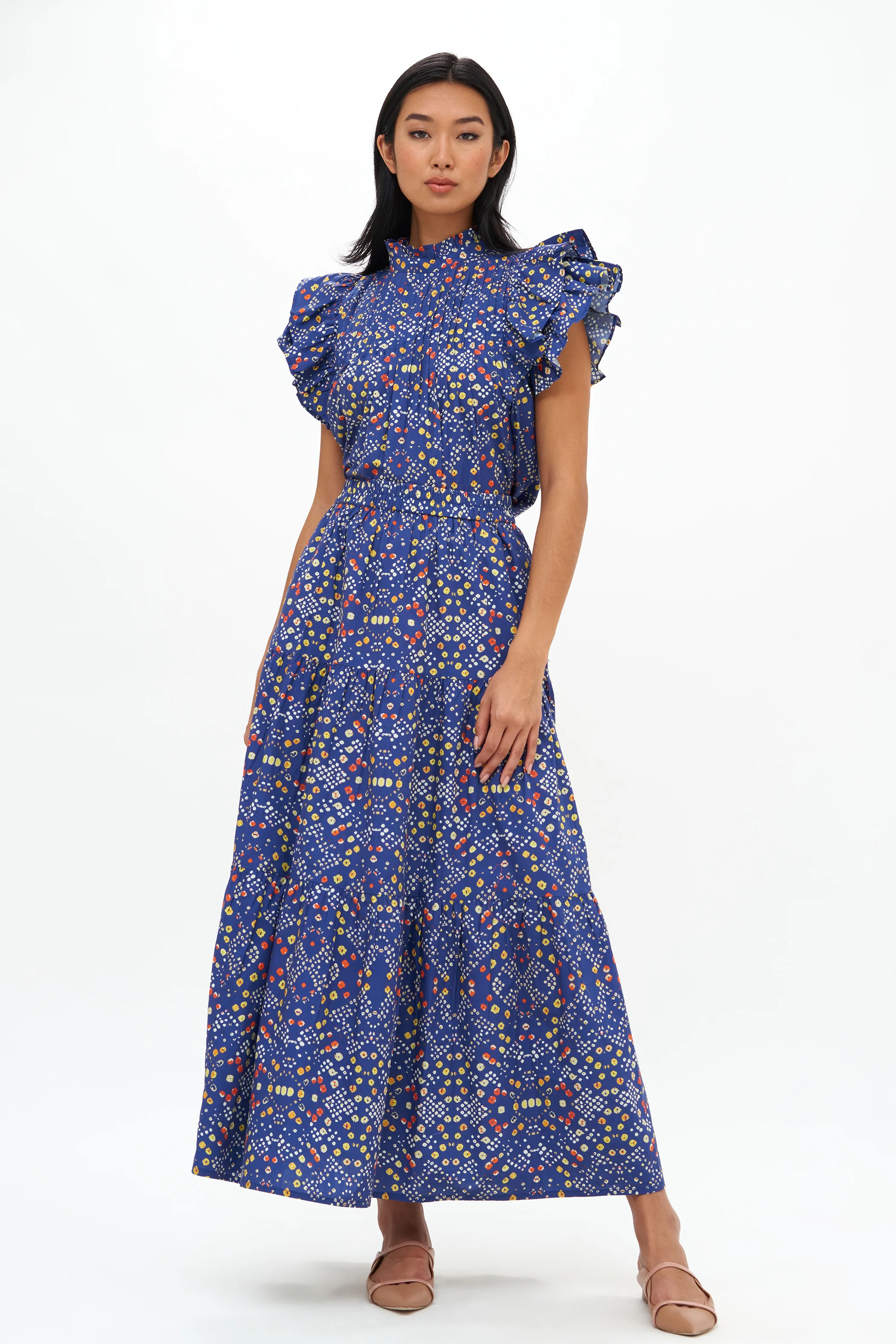 Tiered Maxi Skirt- Shibori Indigo