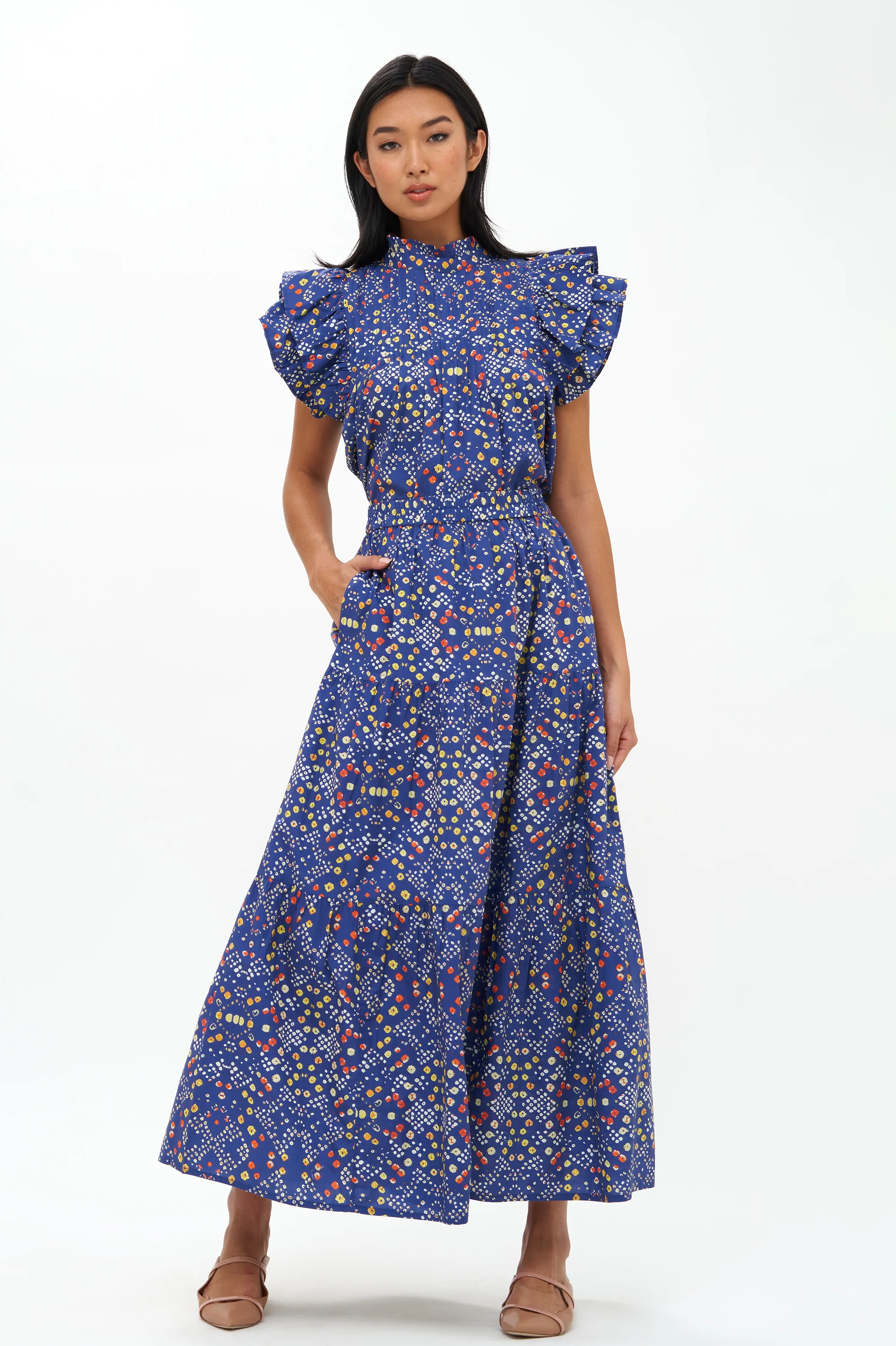 Tiered Maxi Skirt- Shibori Indigo - Image 2