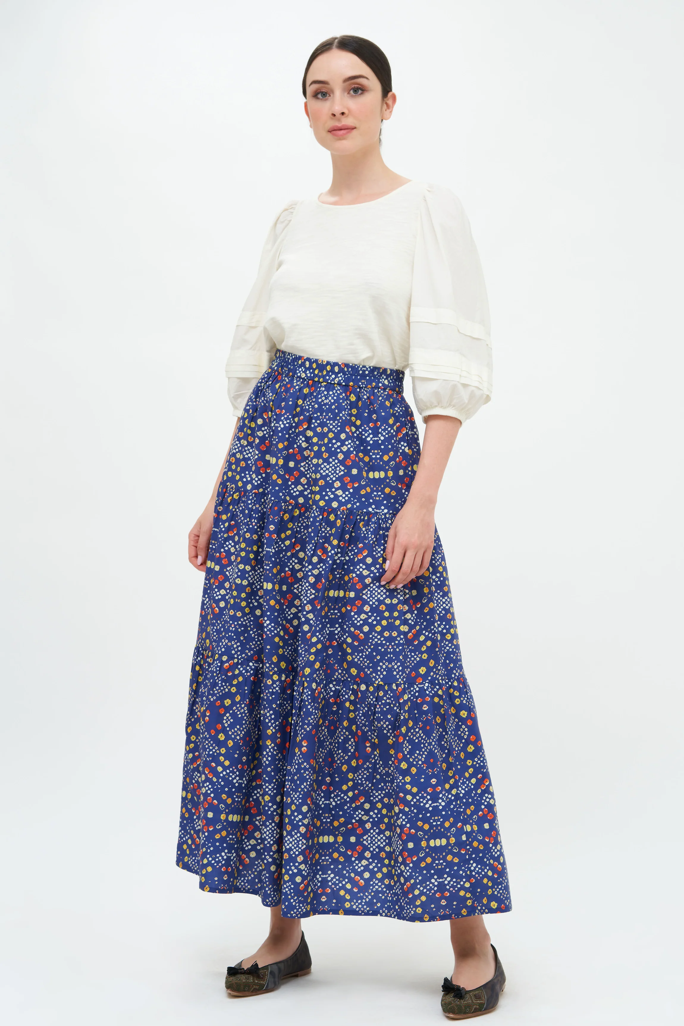 Tiered Maxi Skirt- Shibori Indigo - Image 5