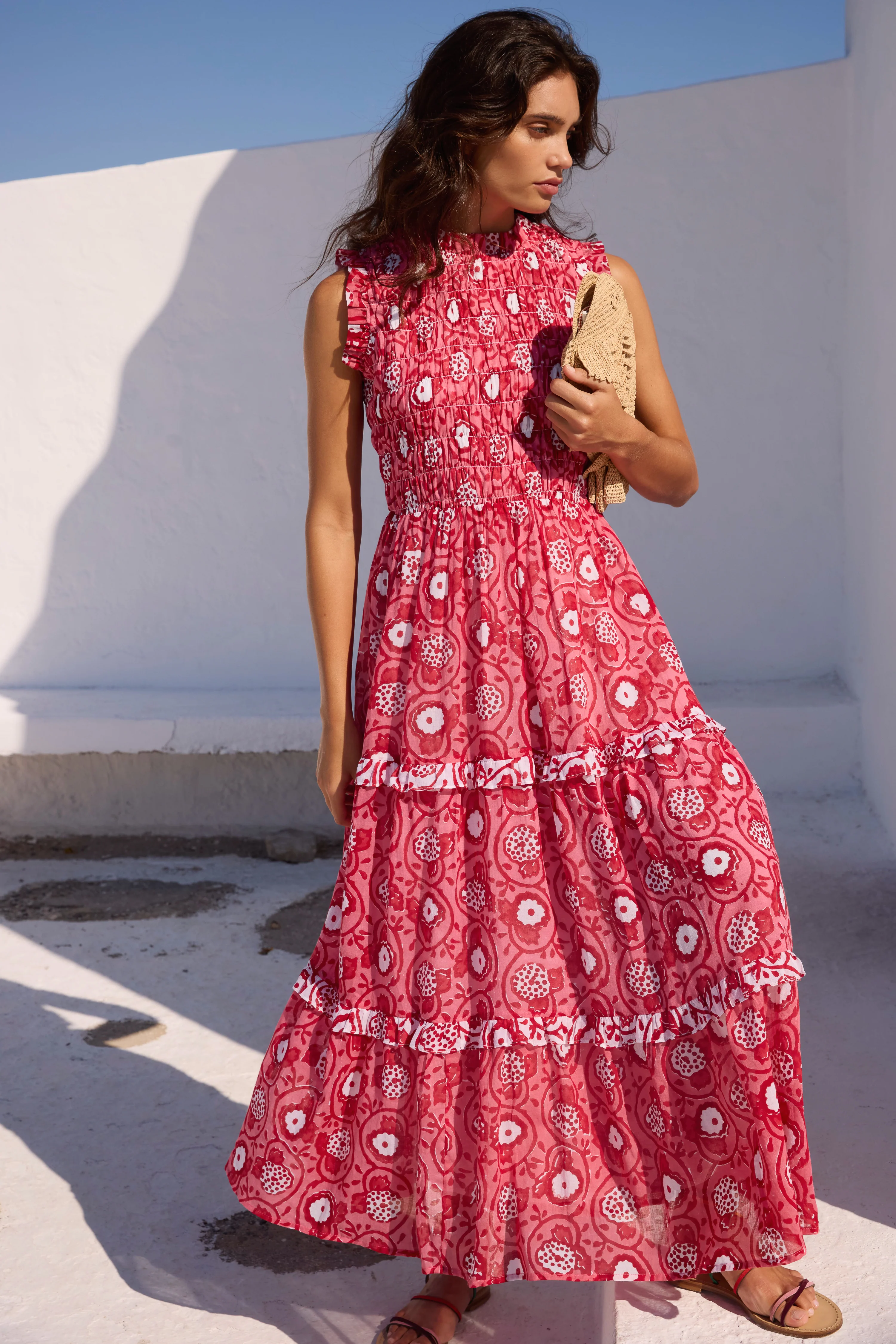 Sleeveless Smocked Maxi- Ambrosia Red - Image 5