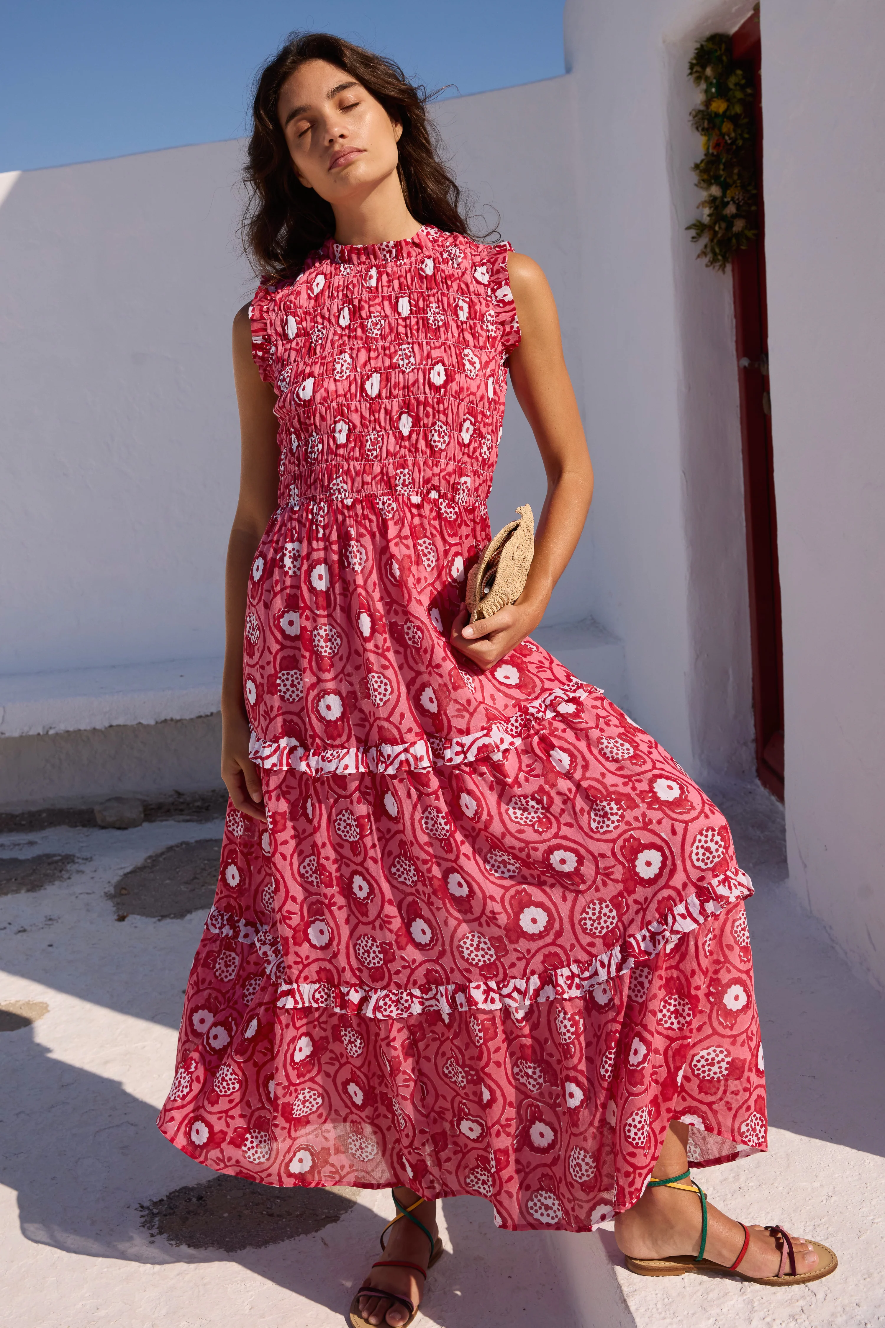 Sleeveless Smocked Maxi- Ambrosia Red - Image 6