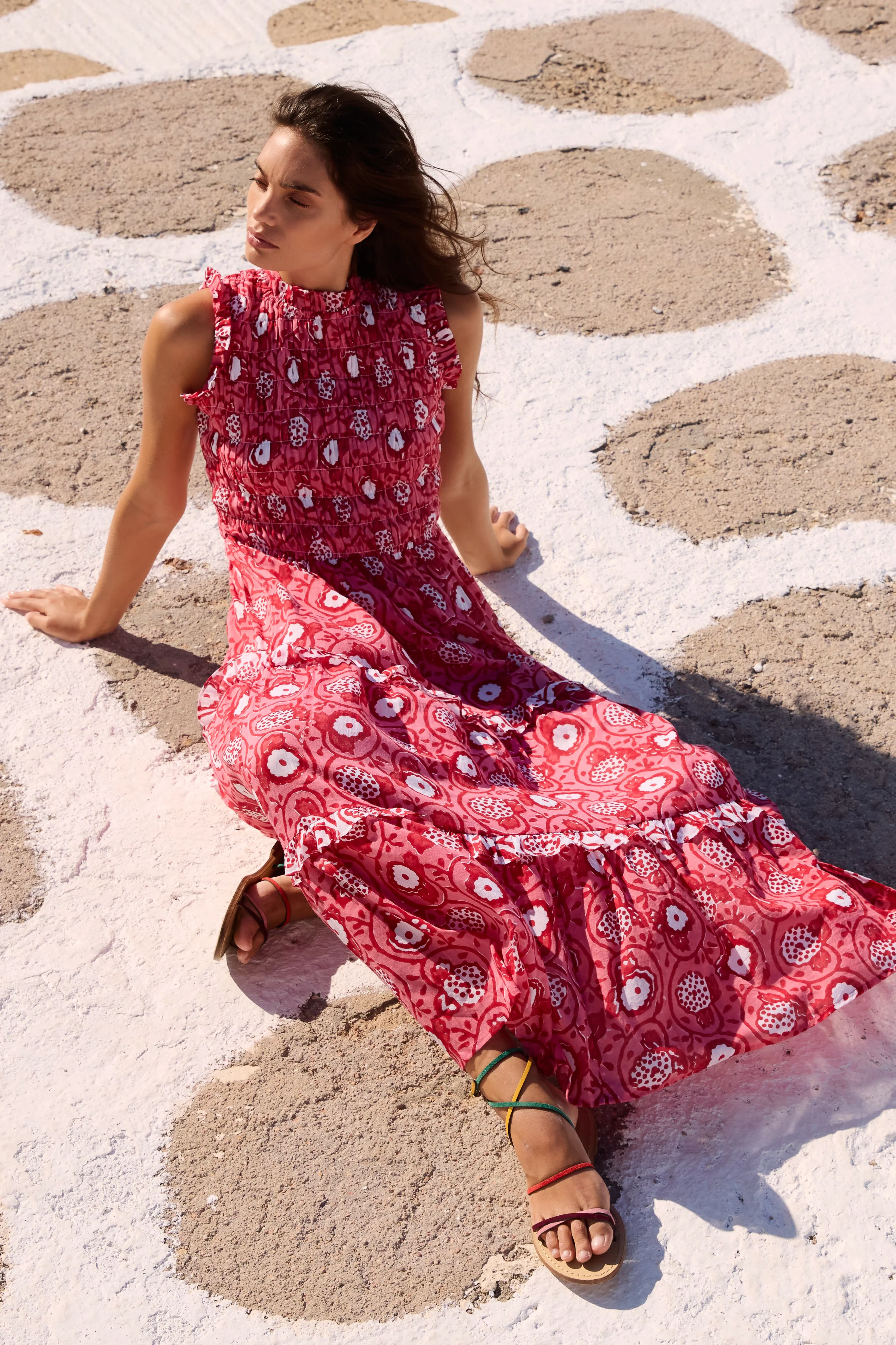 Sleeveless Smocked Maxi- Ambrosia Red - Image 7