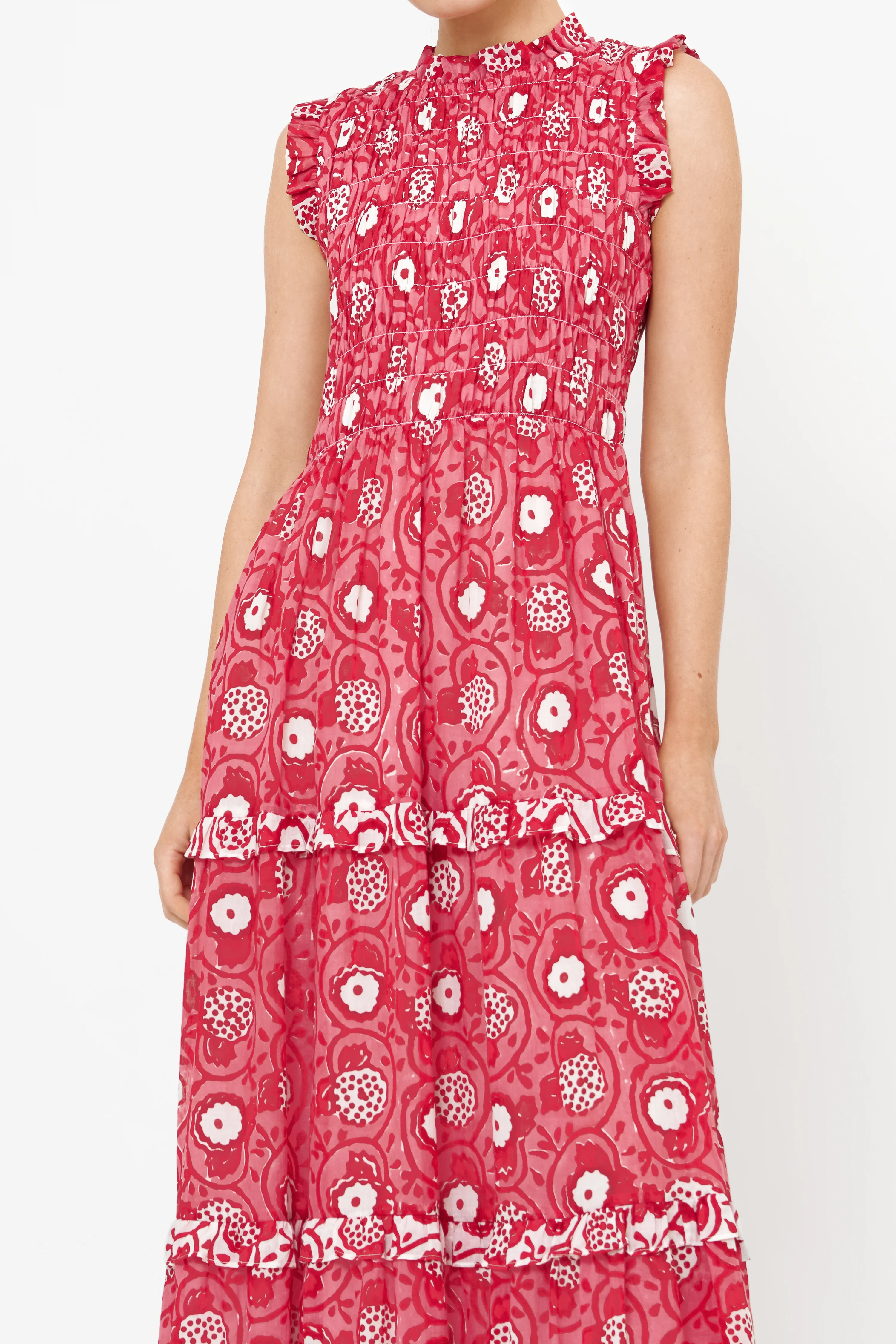 Sleeveless Smocked Maxi- Ambrosia Red - Image 9
