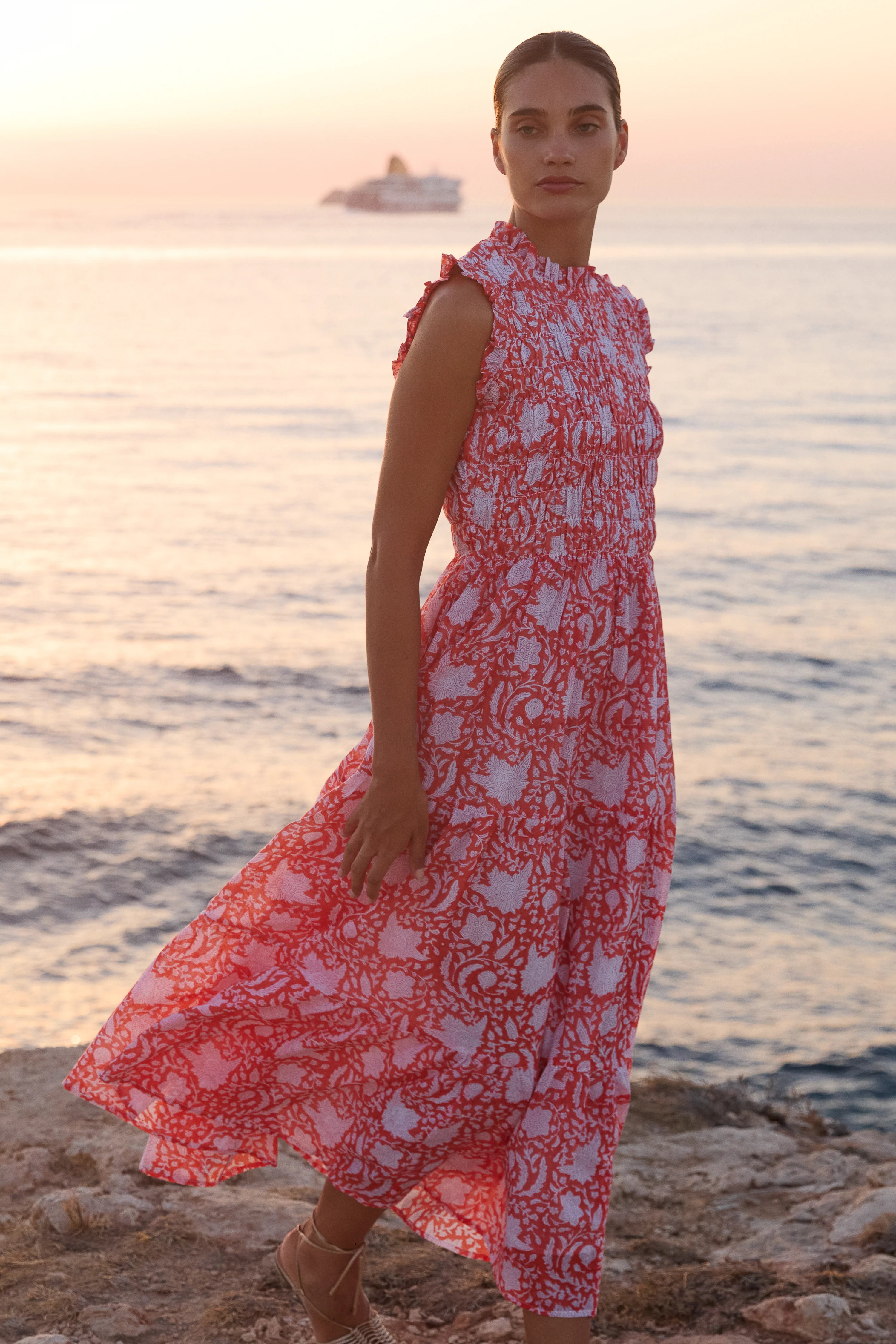 Sleeveless Smocked Maxi- Ivy Orange - Image 3