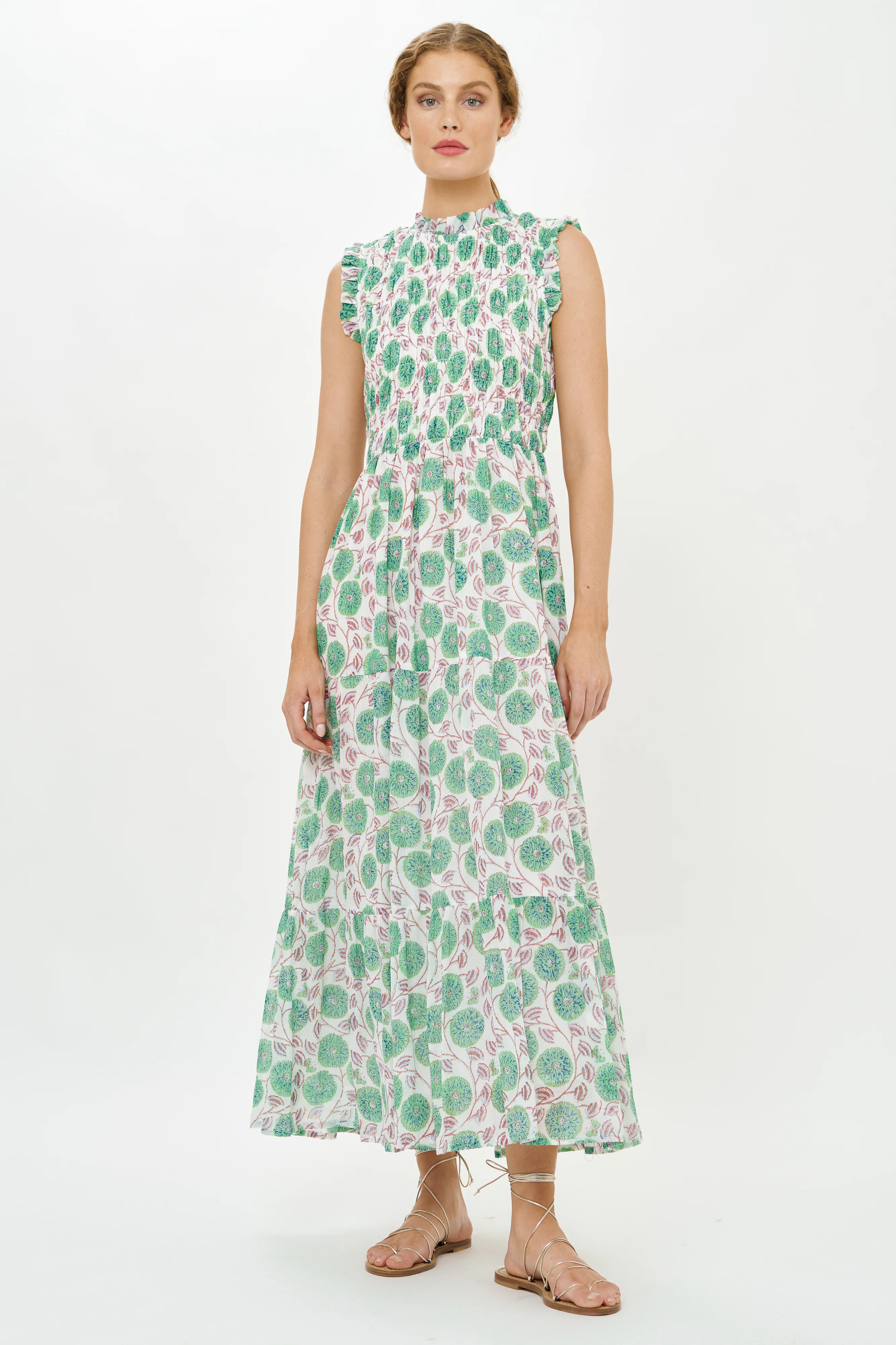 Sleeveless Smocked Maxi- Monarch Green - Image 10