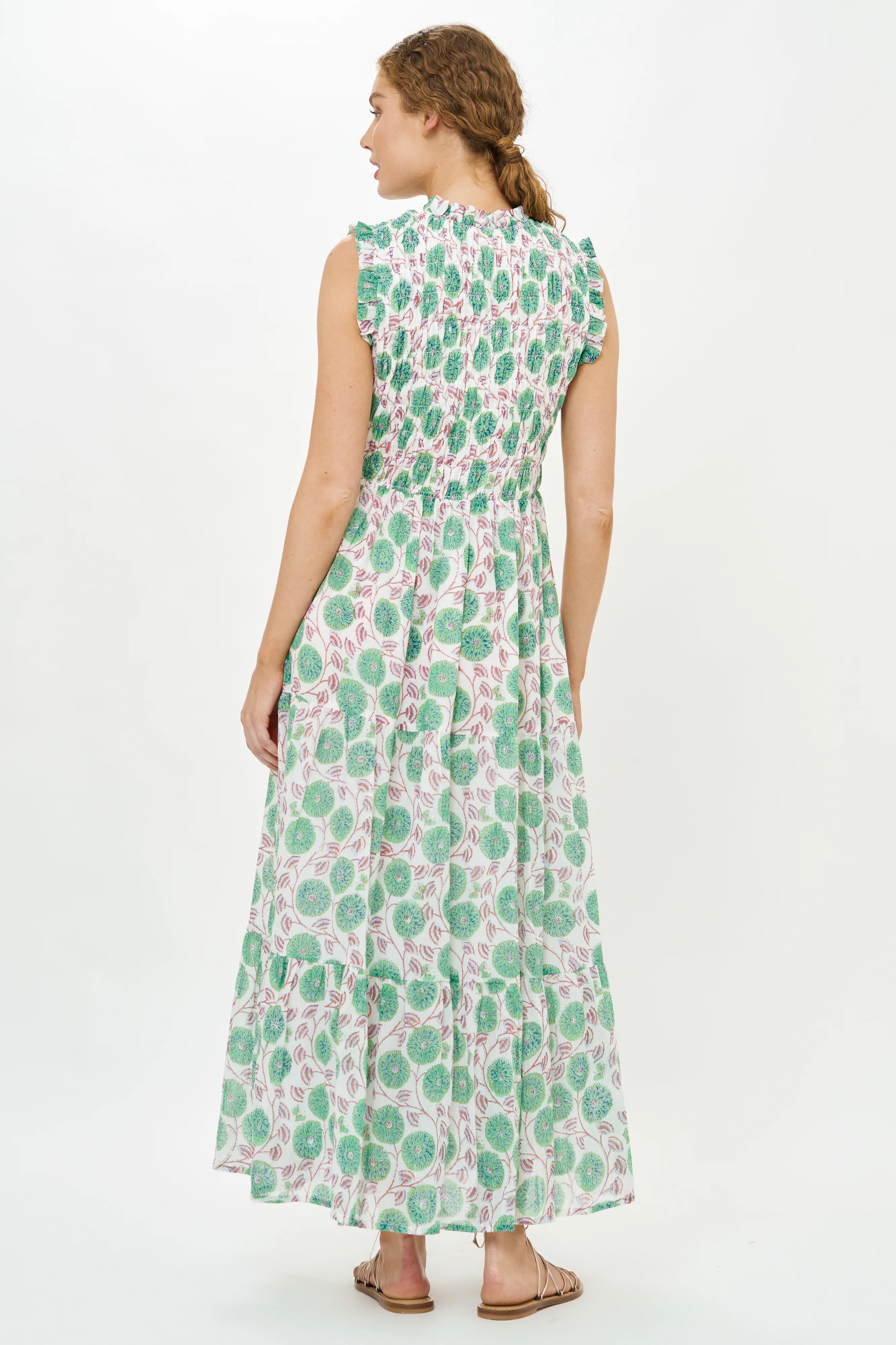 Sleeveless Smocked Maxi- Monarch Green - Image 11