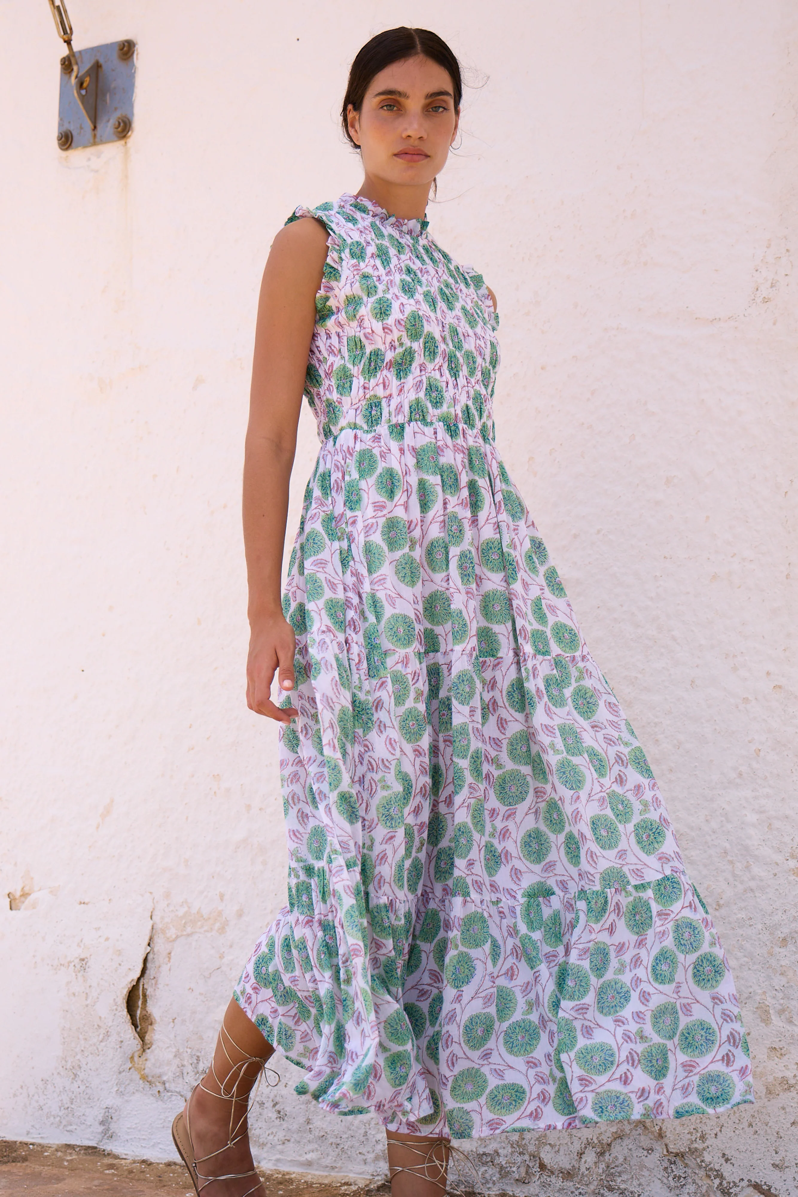 Sleeveless Smocked Maxi- Monarch Green - Image 6