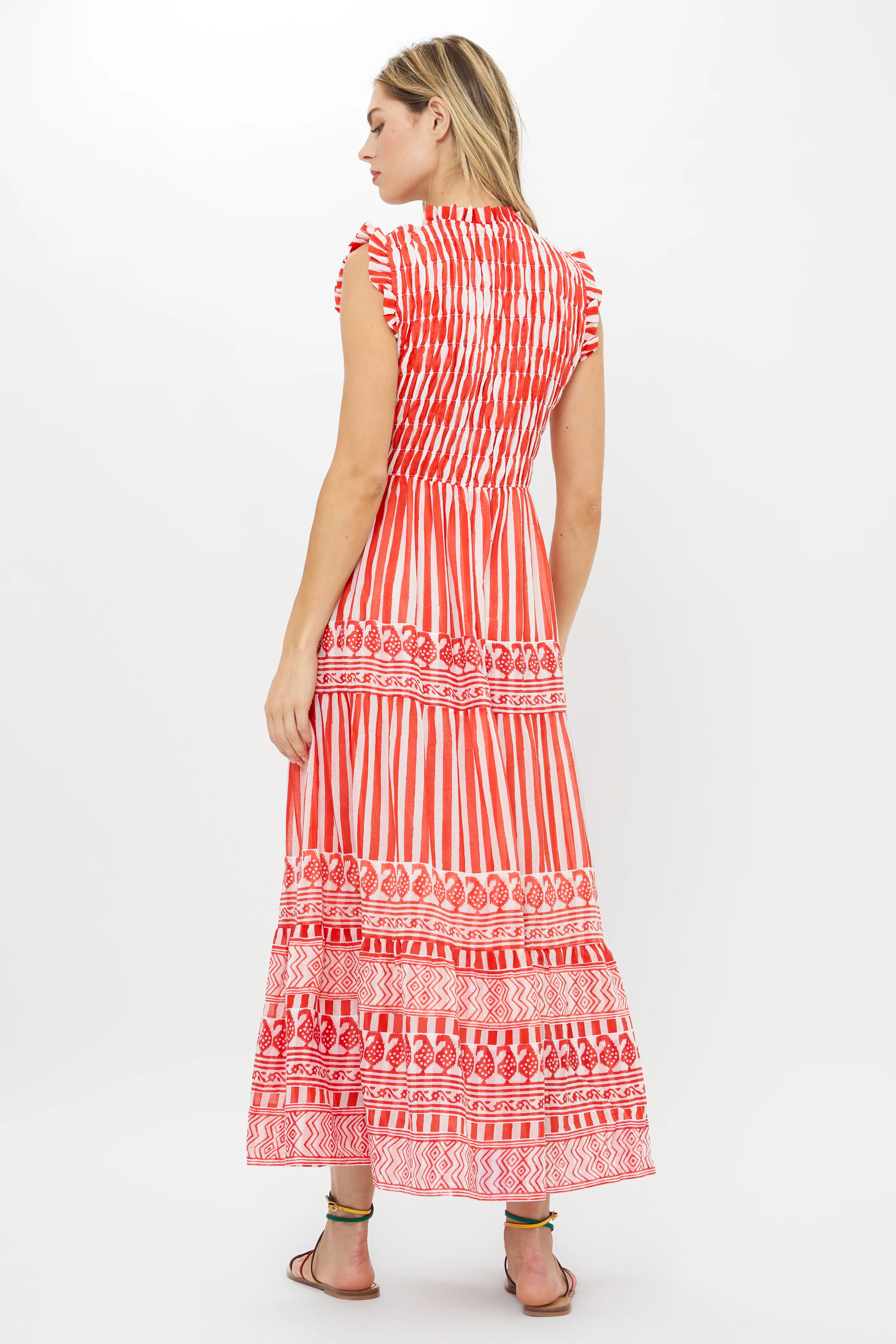 Sleeveless Smocked Maxi- Santorini Red - Image 10