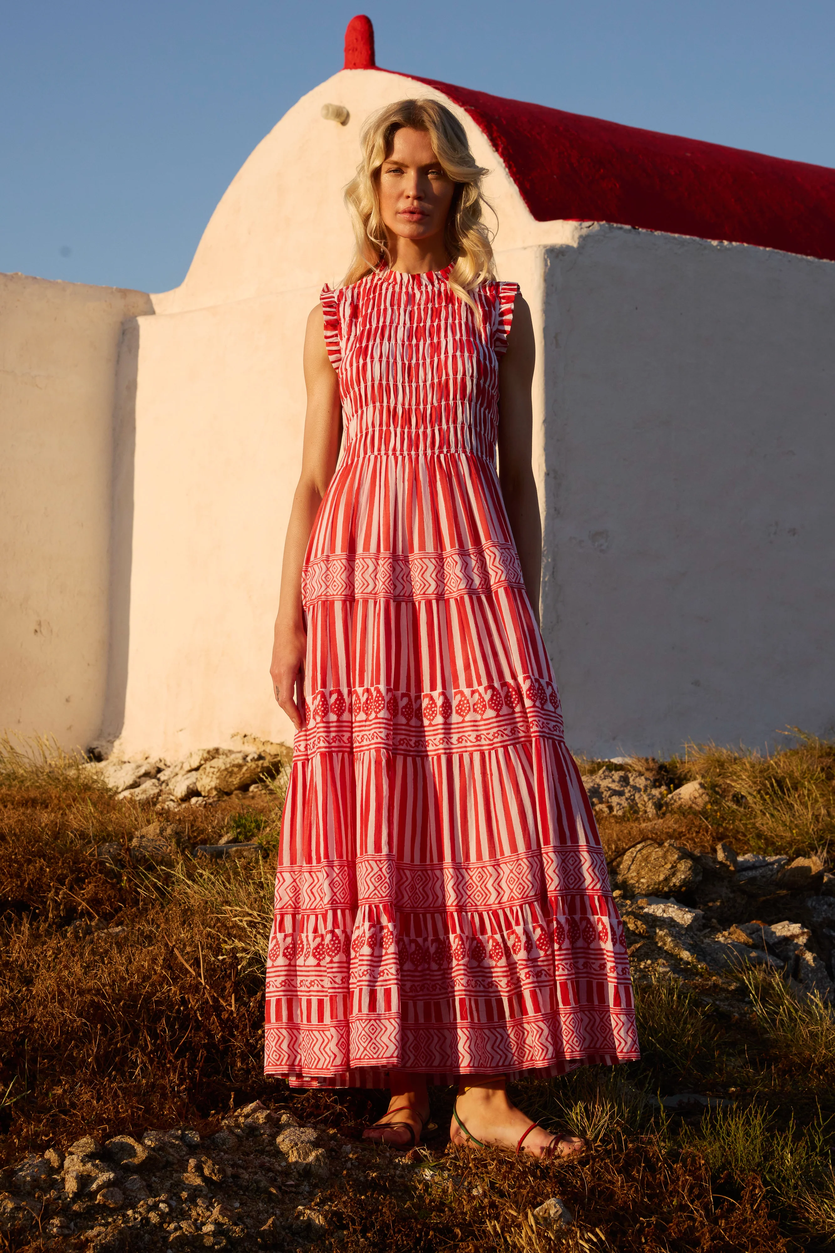 Sleeveless Smocked Maxi- Santorini Red - Image 6