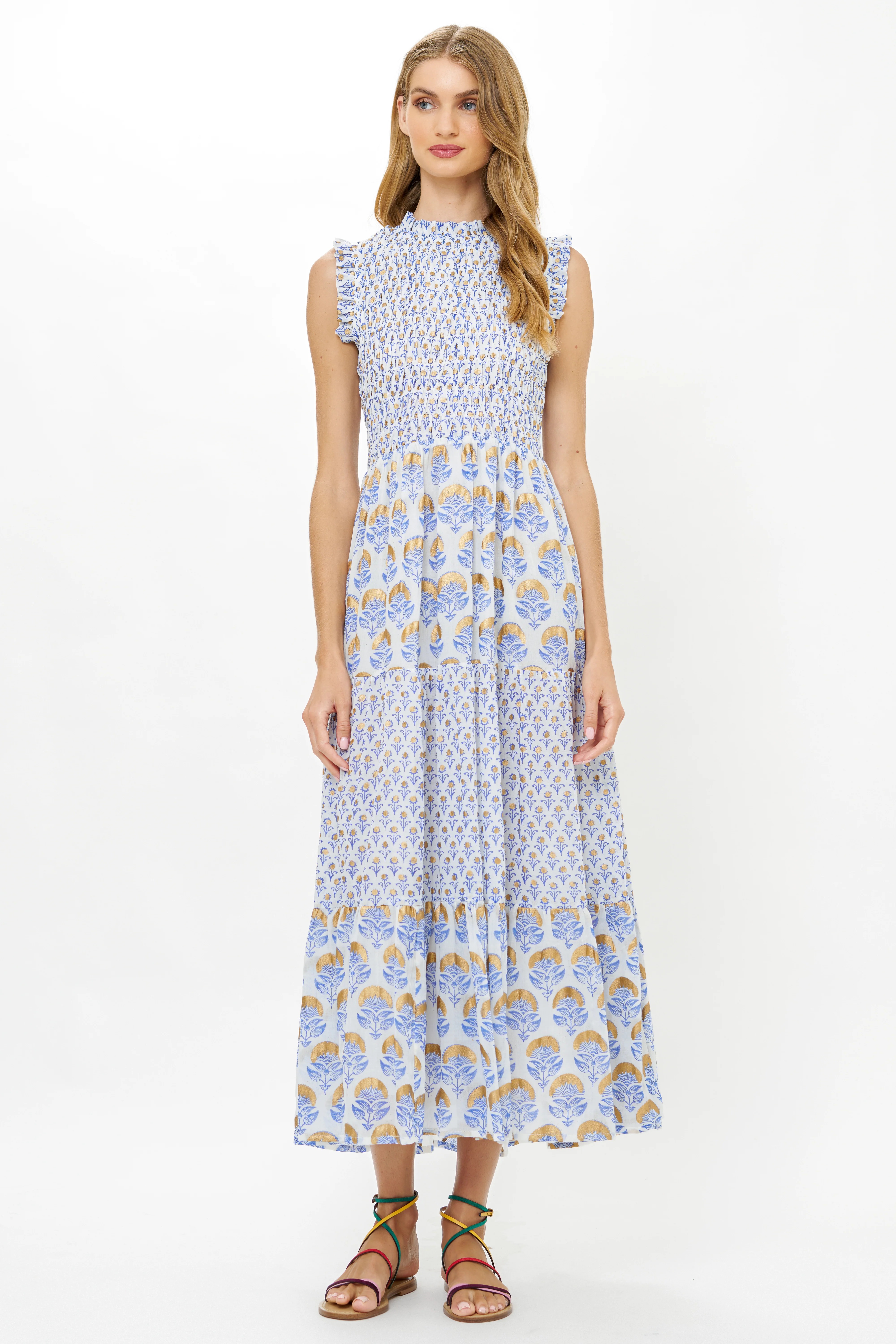 Sleeveless Smocked Maxi- Arbor Blue - Image 6