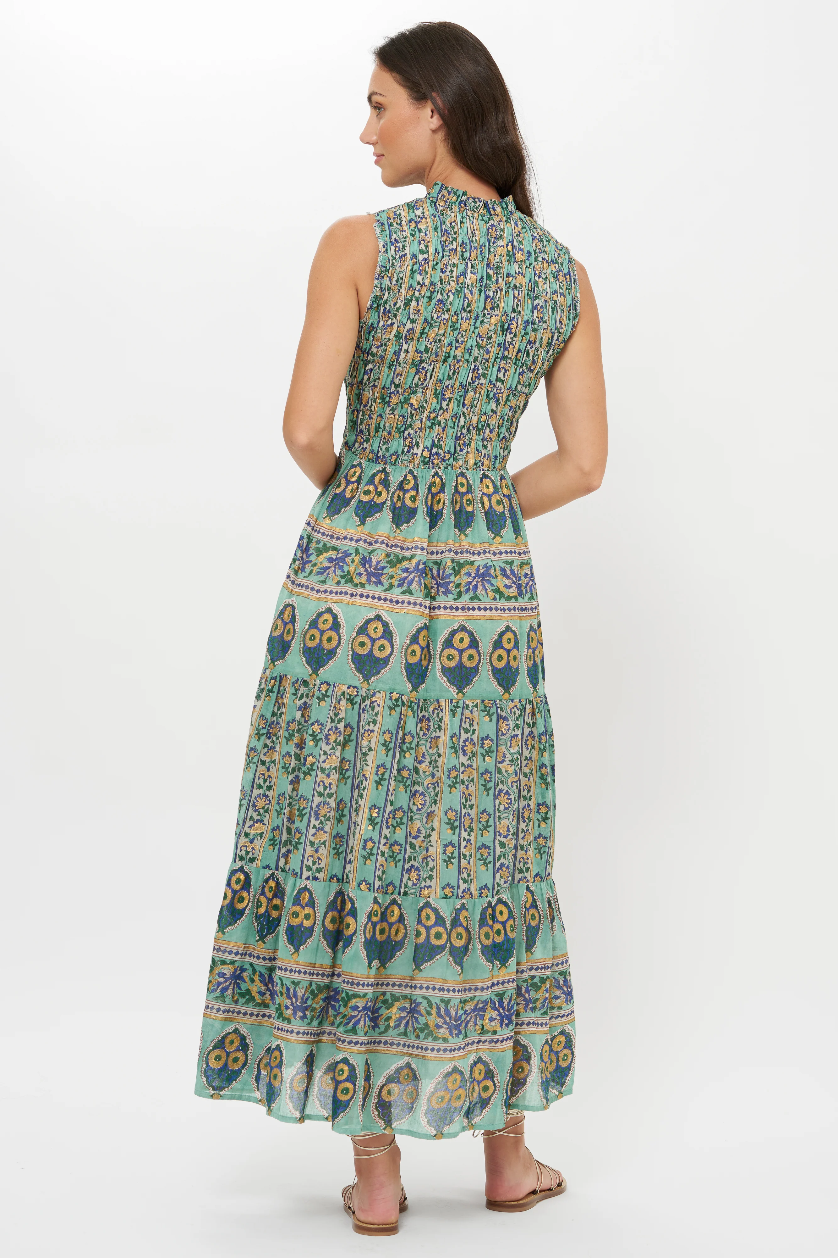 Sleeveless Smocked Maxi- Taj Aqua - Image 8