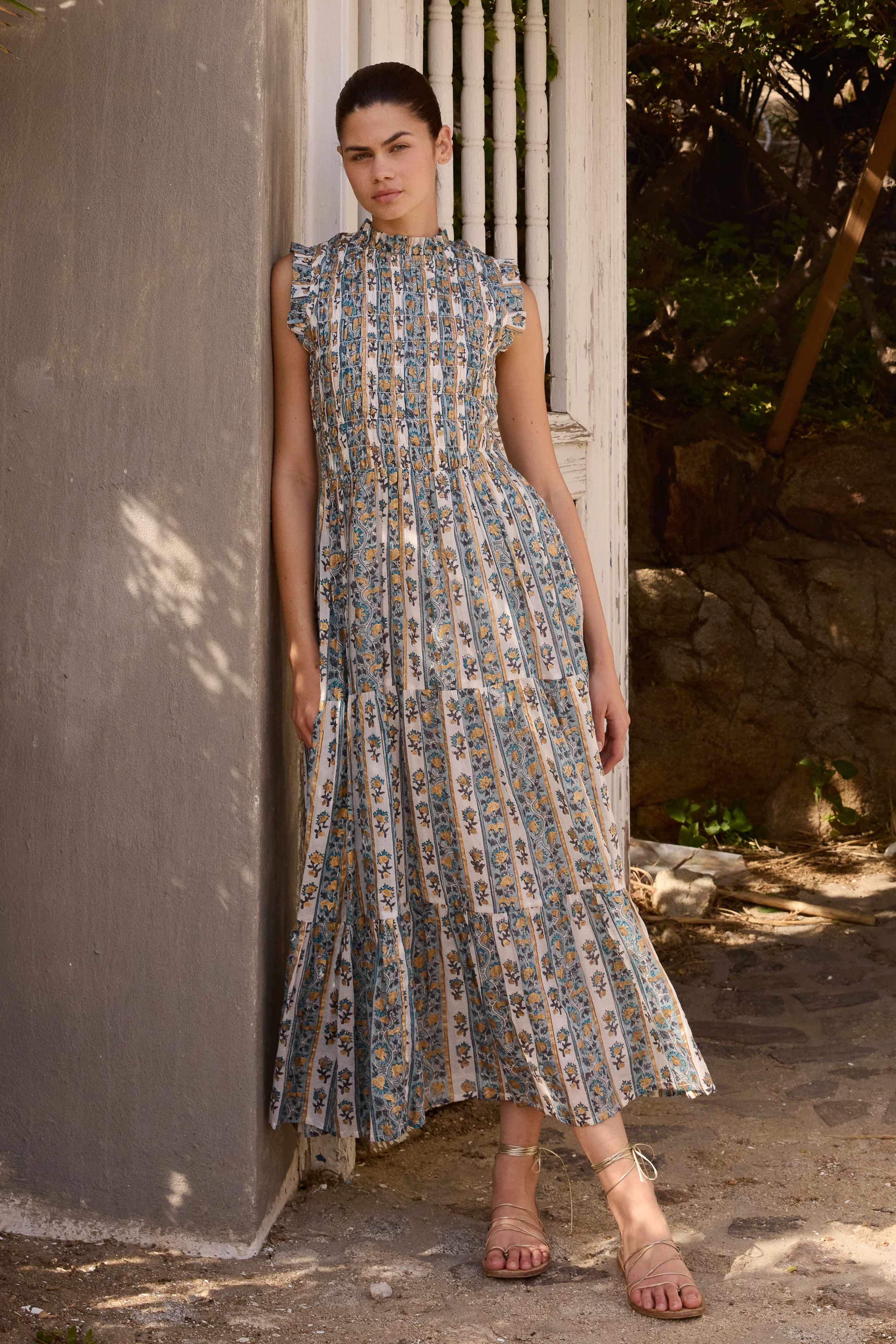 Sleeveless Smocked Maxi- Taj Blue - Image 4