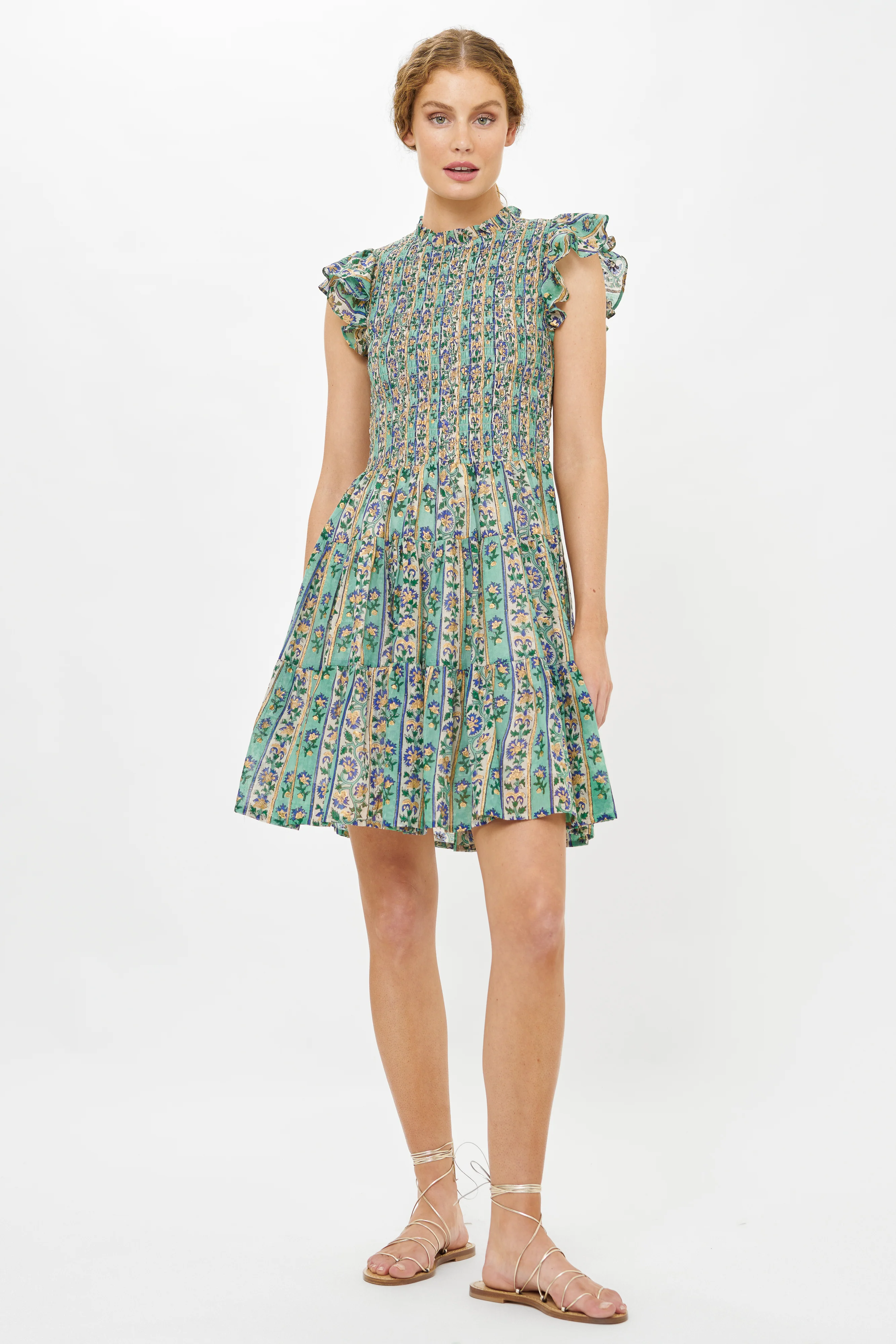 Smocked Flirty Short- Taj Aqua - Image 4