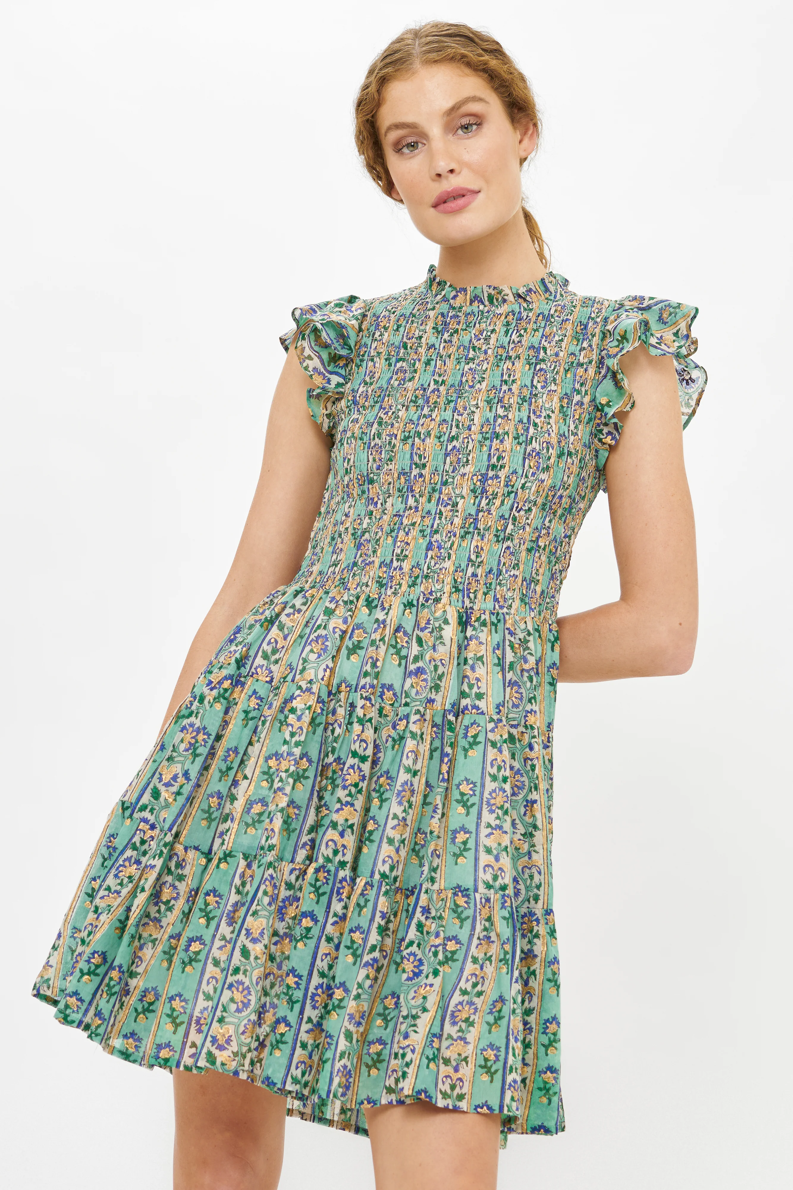 Smocked Flirty Short- Taj Aqua - Image 5