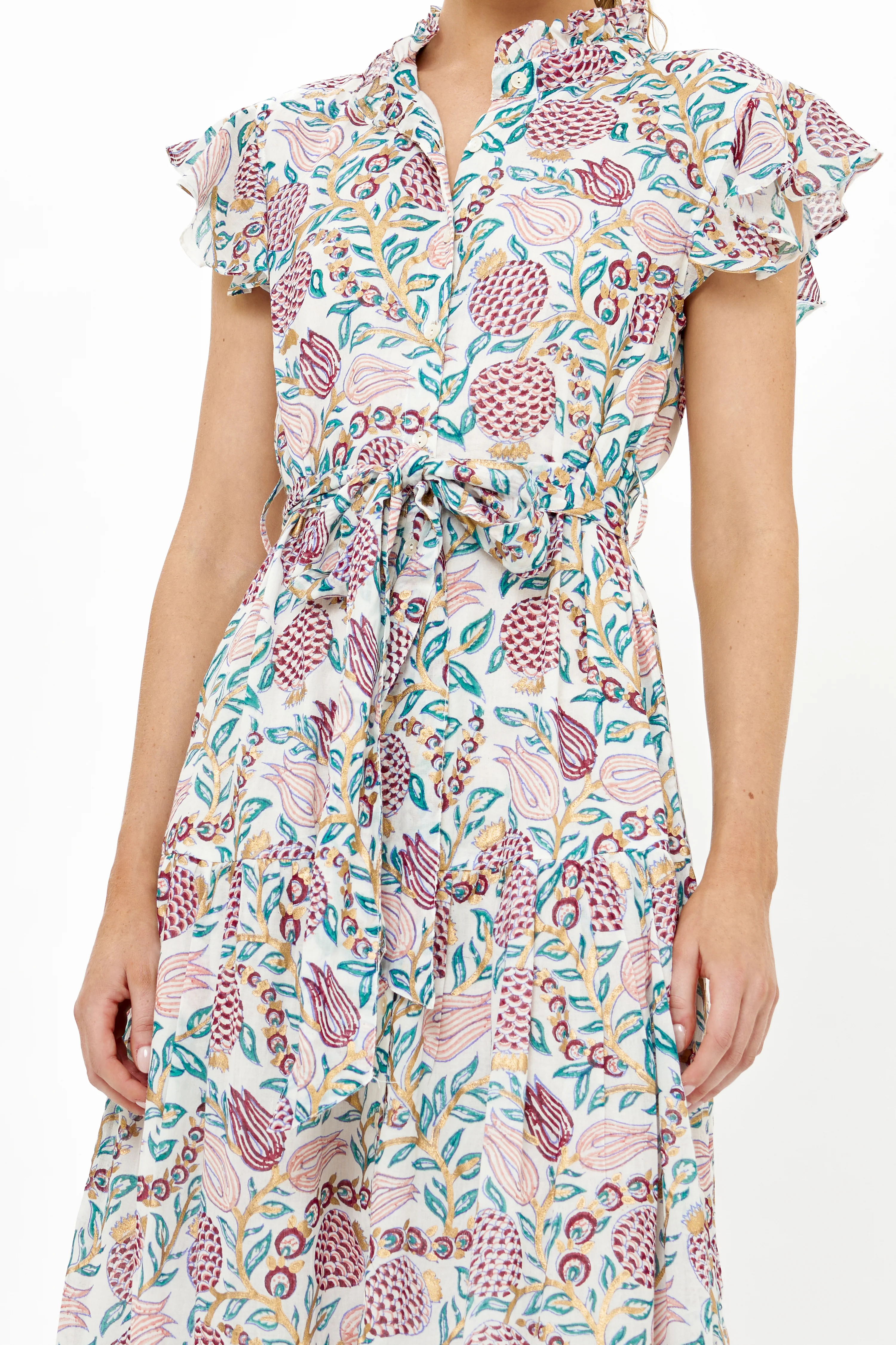 Ruffle Collar Button Maxi- Tupi Teal - Image 7