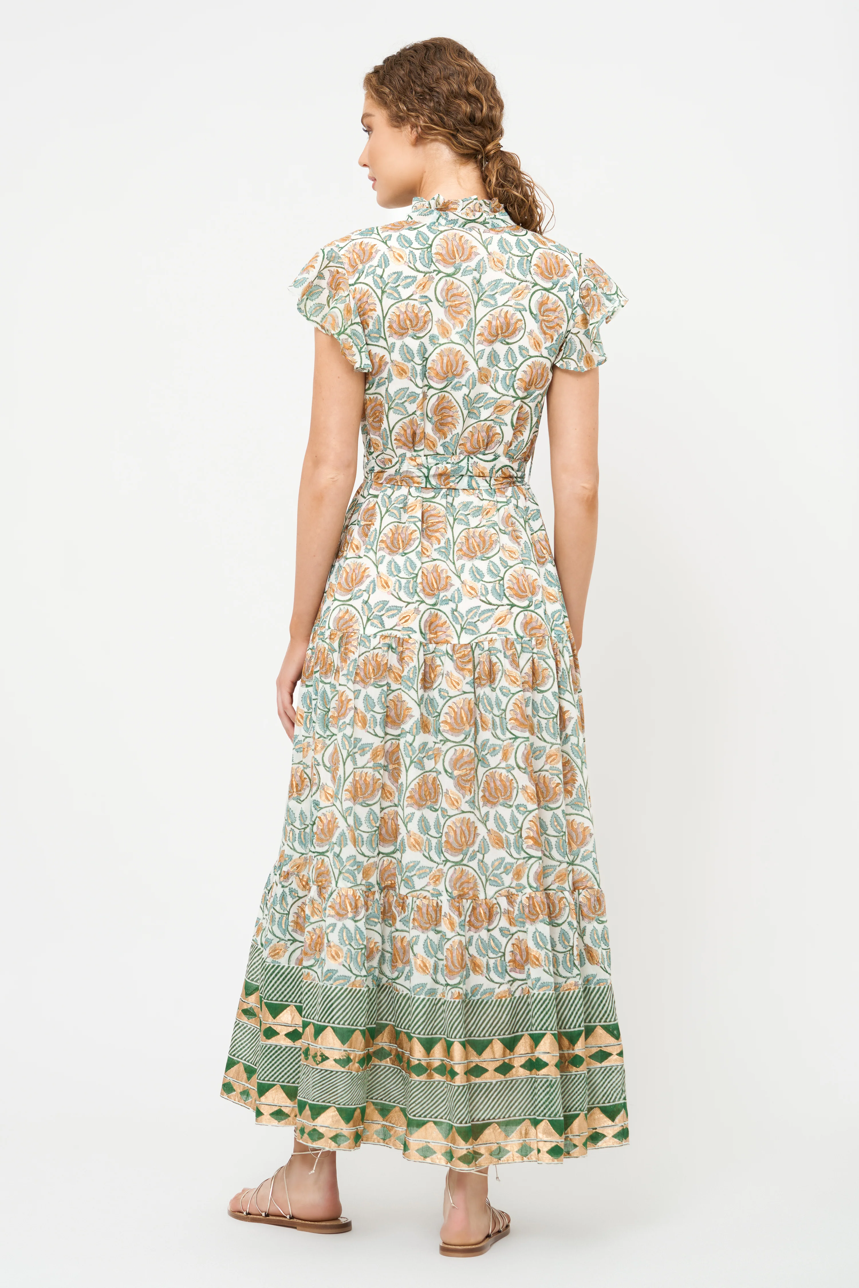 Ruffle Collar Button Maxi- Montenegro Green - Image 11