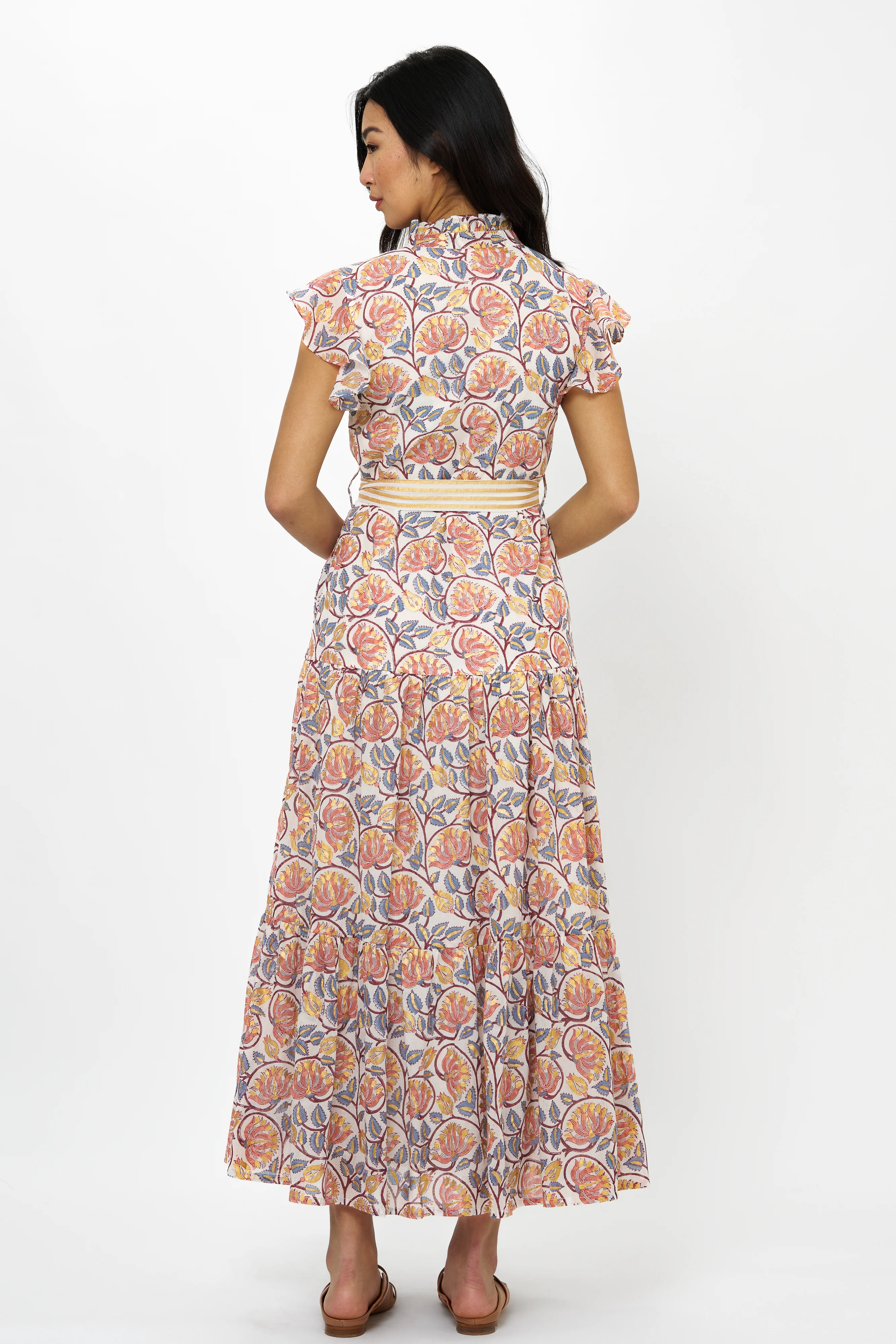 Ruffle Collar Button Maxi- Montenegro Coral - Image 8