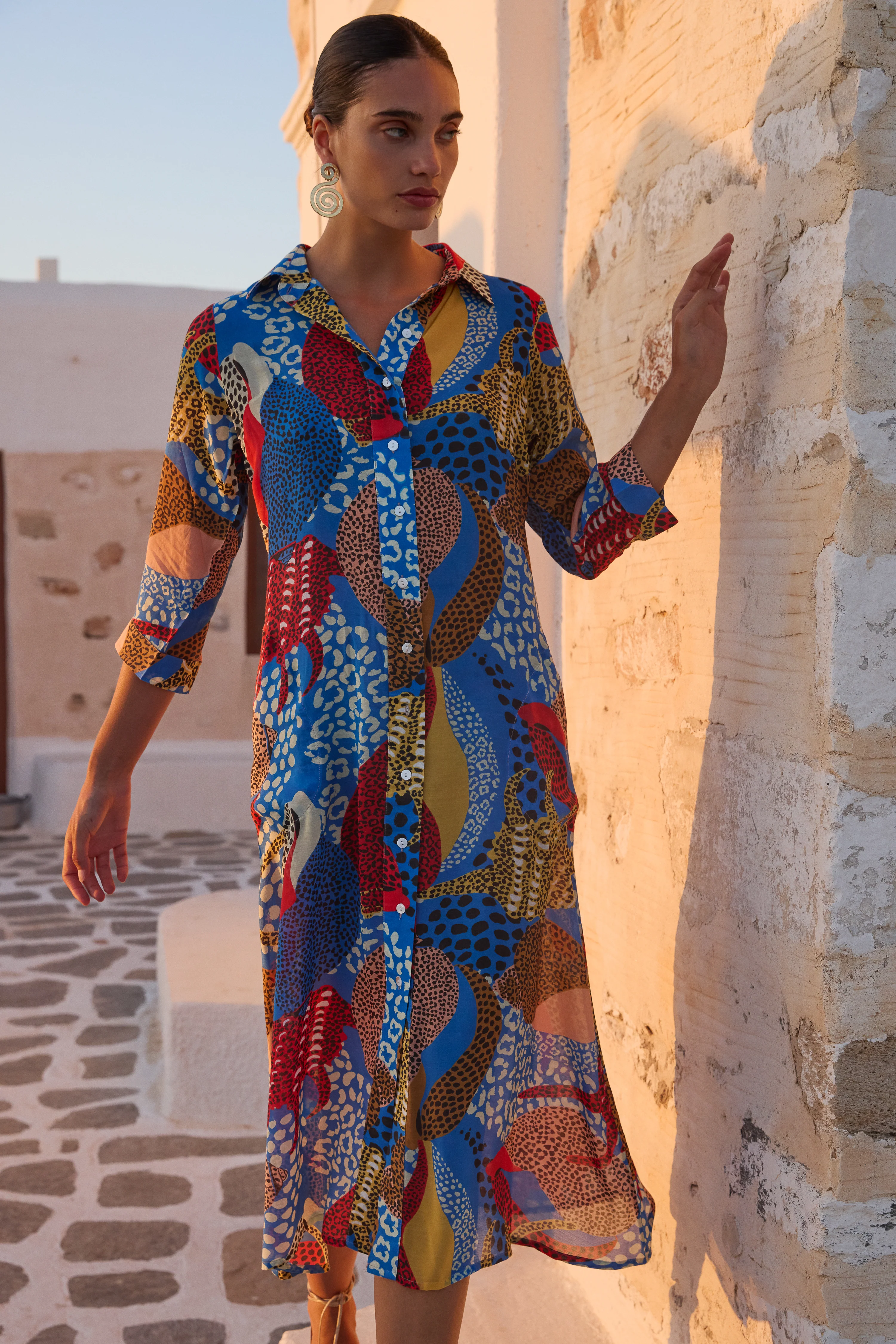 Shirt Dress Midi- Nautilus Blue - Image 2