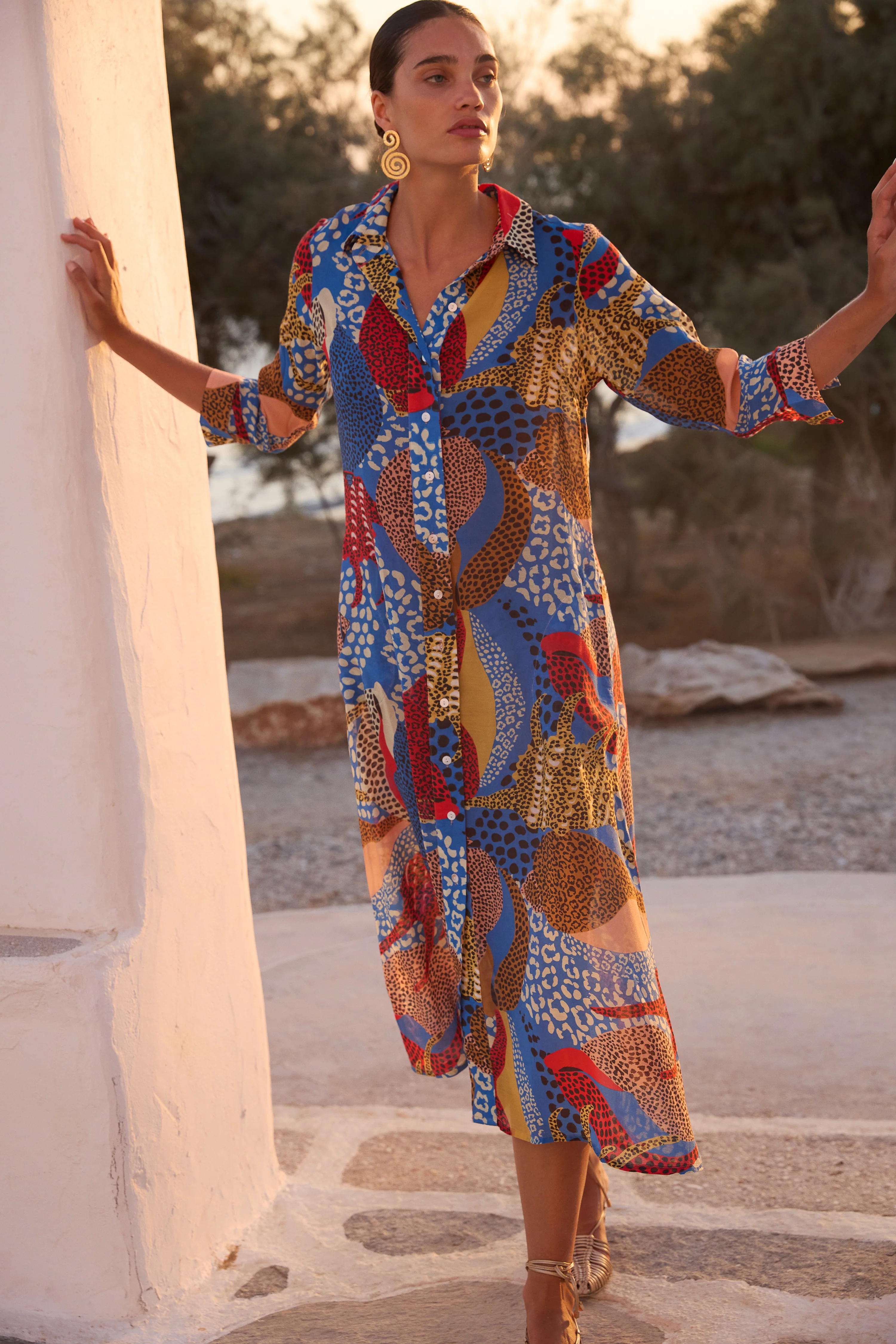 Shirt Dress Midi- Nautilus Blue - Image 4