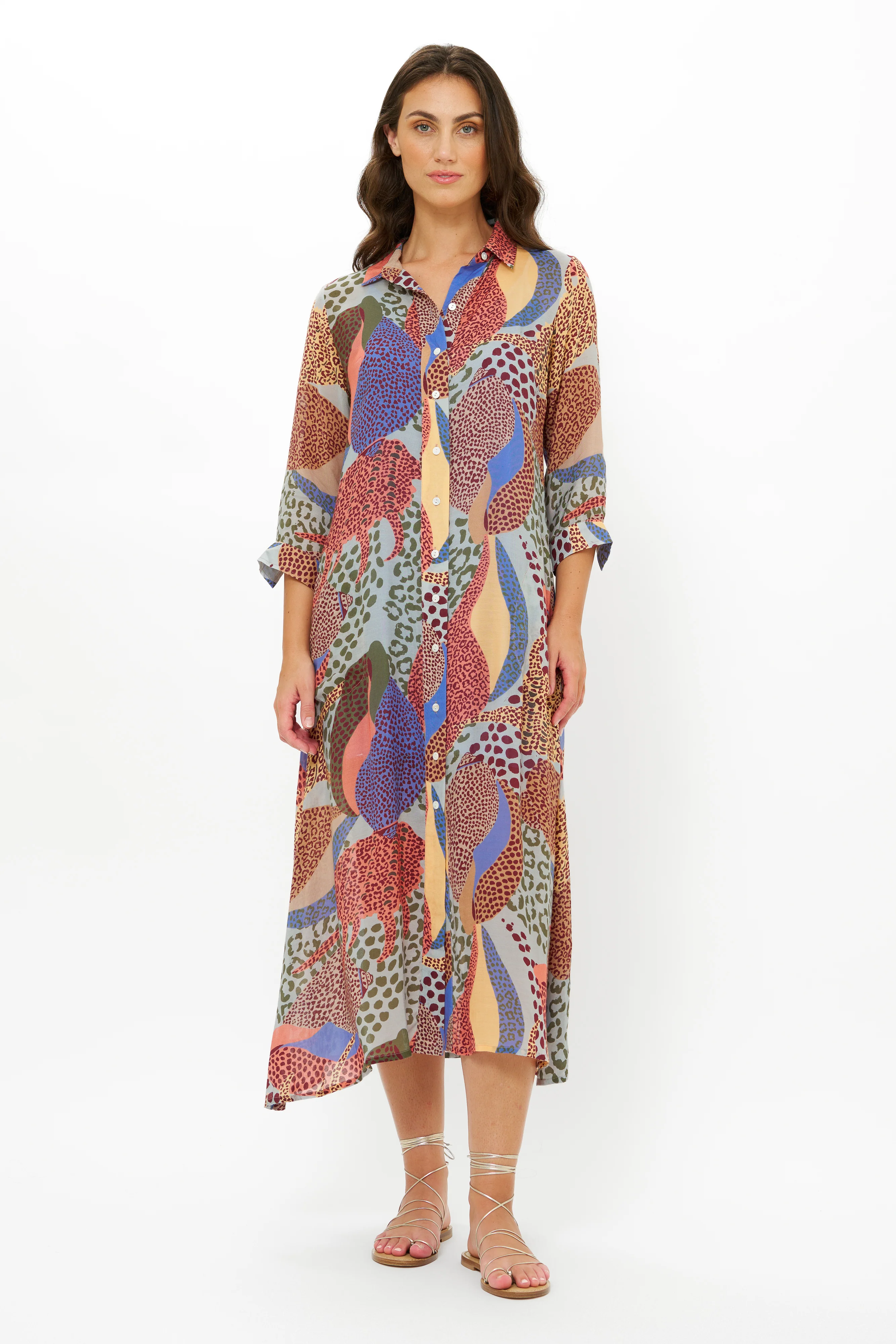 Shirt Dress Midi- Nautilus Coral - Image 5