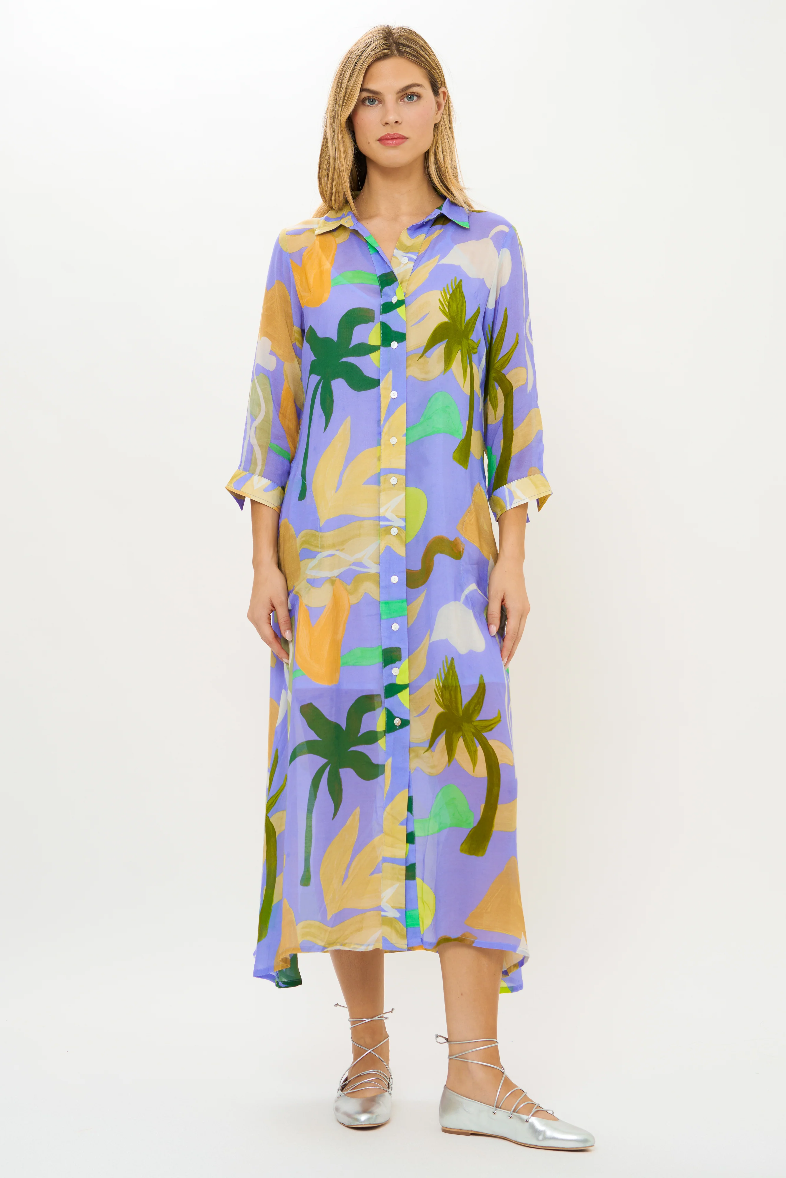 Shirt Dress Midi- Paradiso Blue - Image 5