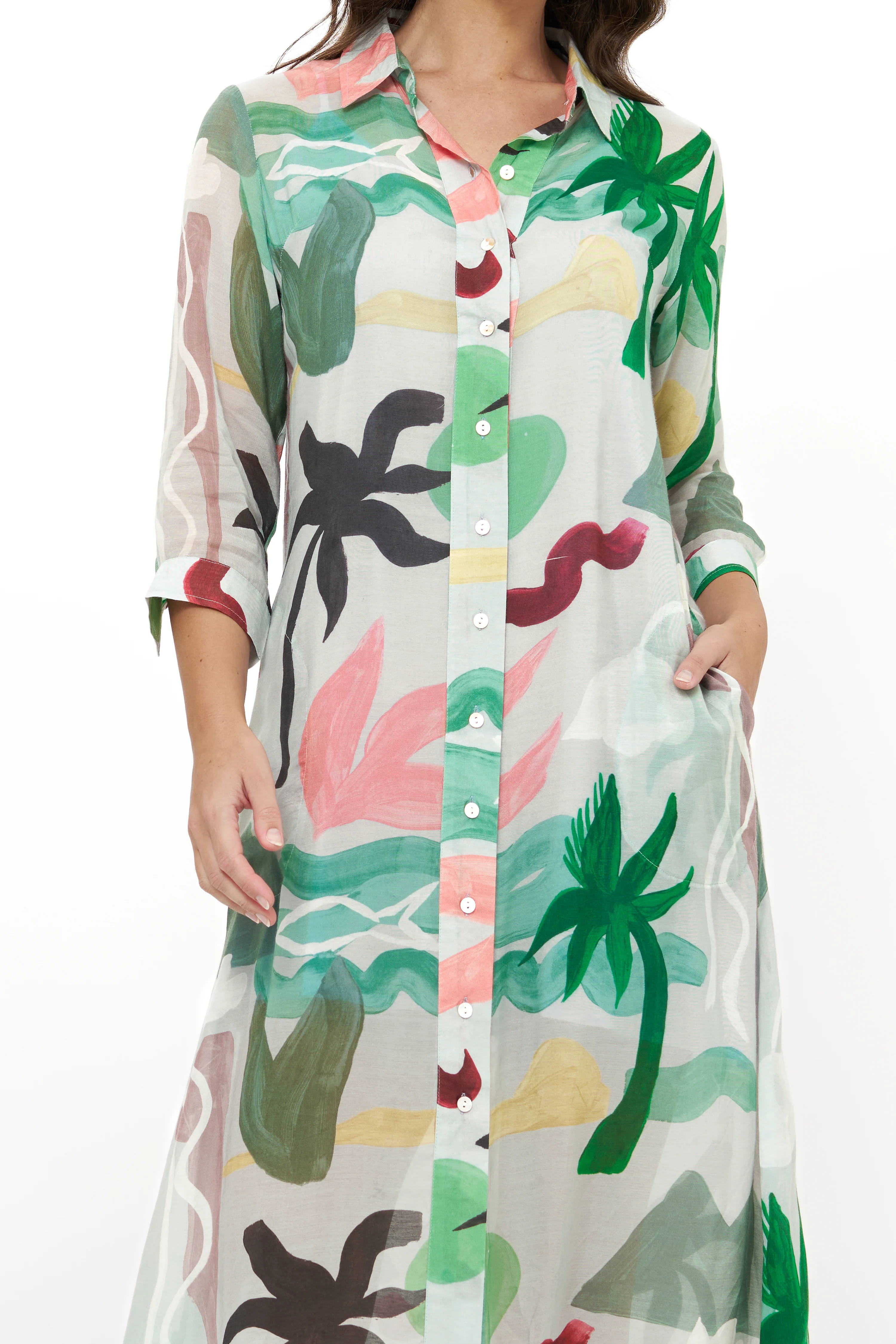 Shirt Dress Midi- Paradiso Petal - Image 5