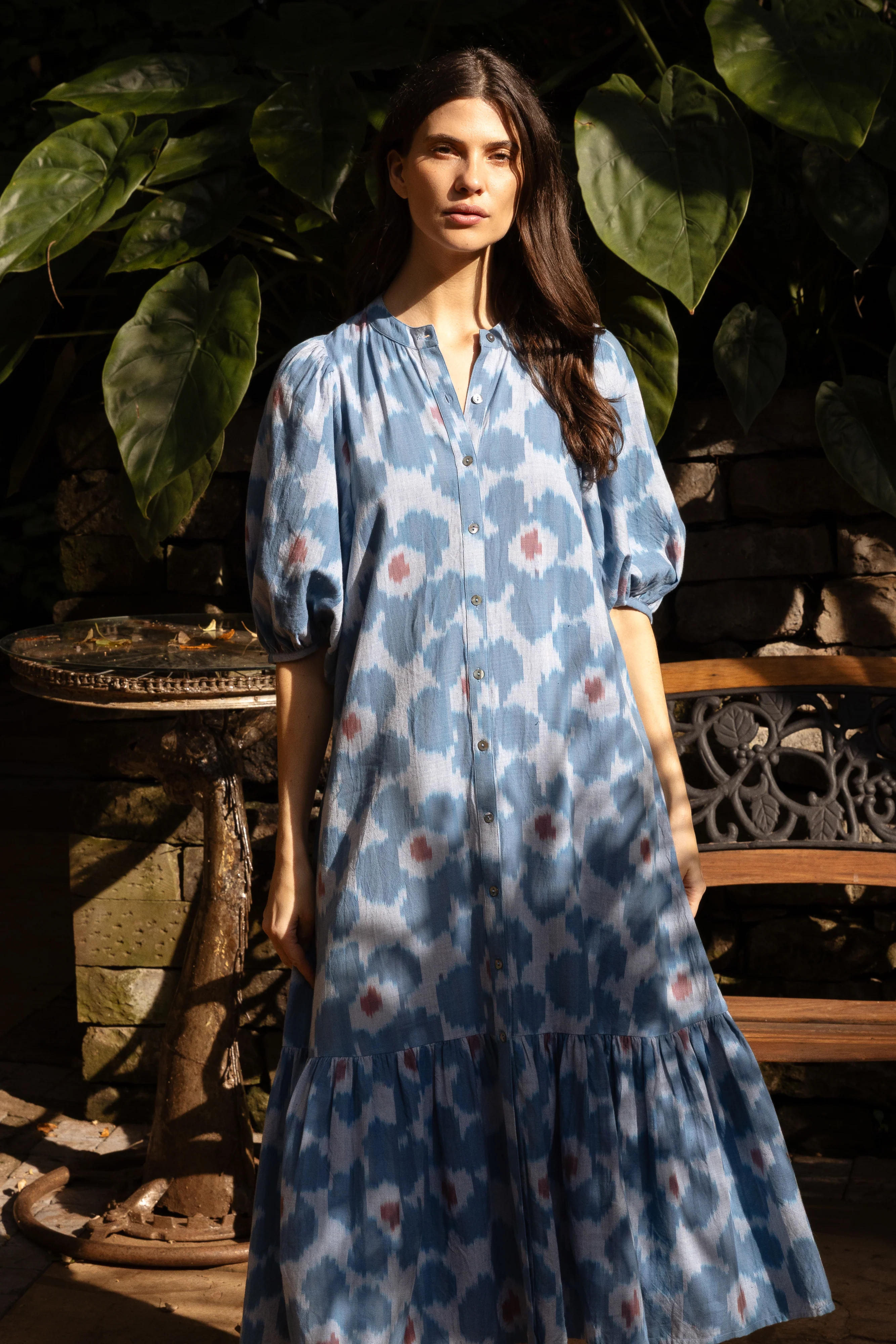 Button Puff Midi- Jinja Blue - Image 3