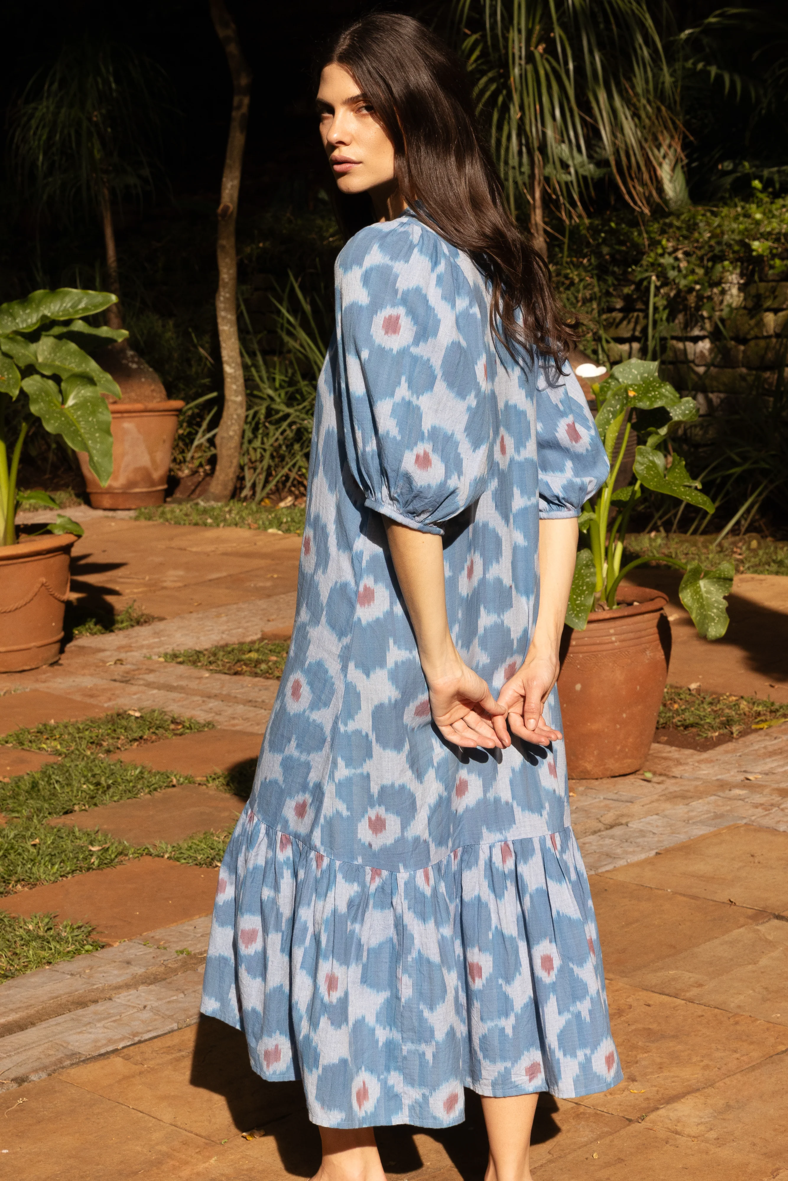 Button Puff Midi- Jinja Blue - Image 4