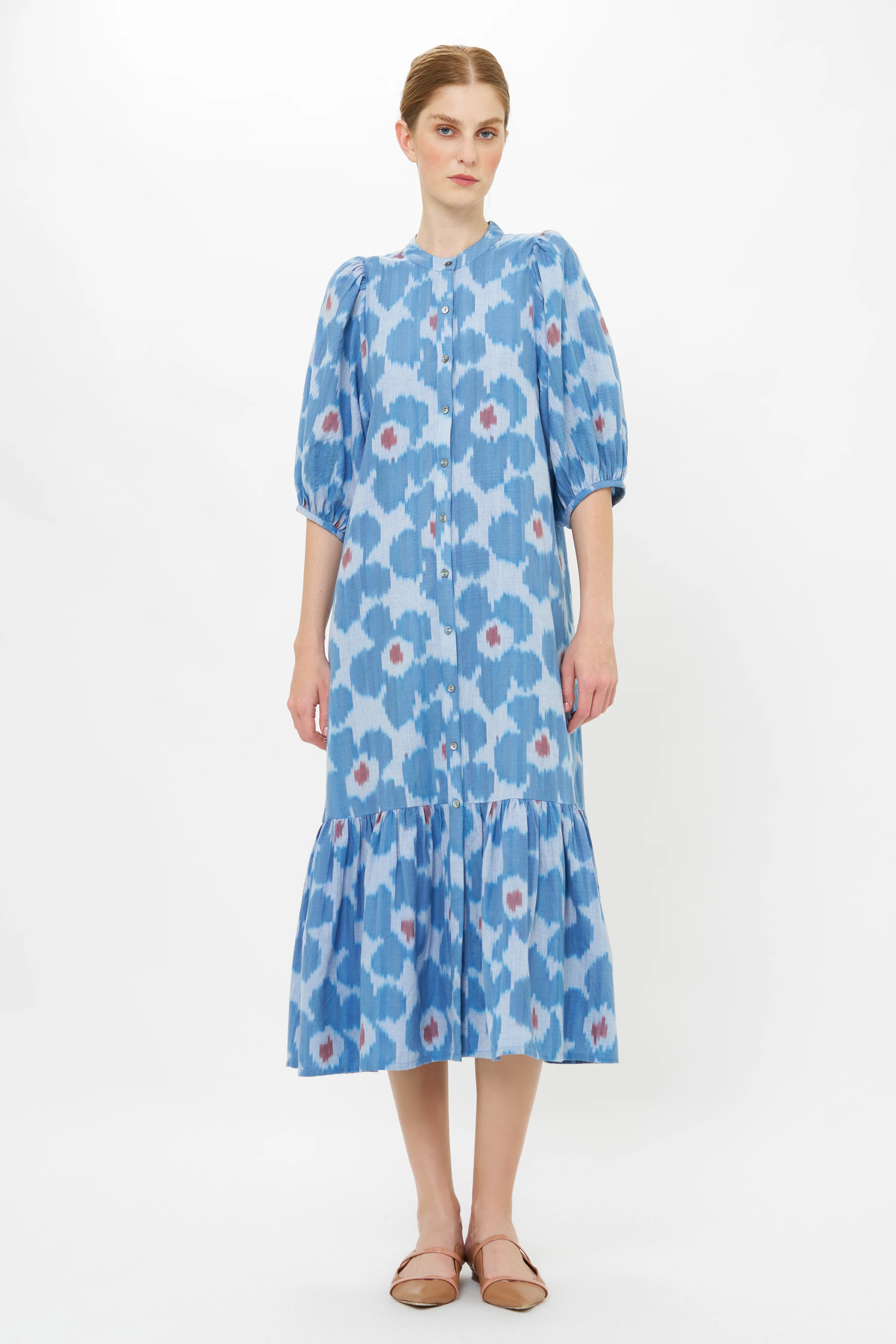 Button Puff Midi- Jinja Blue - Image 5