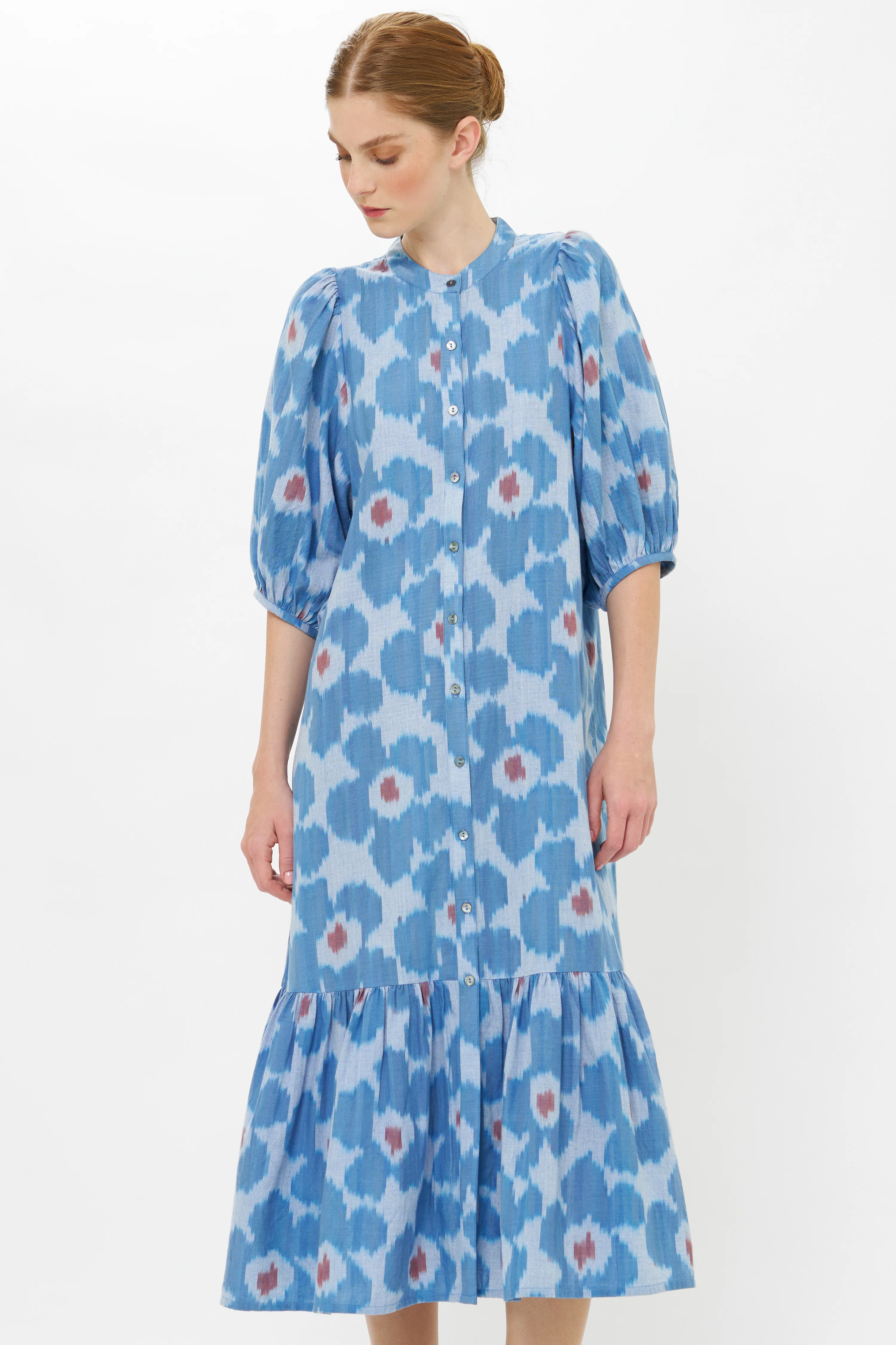 Button Puff Midi- Jinja Blue - Image 6