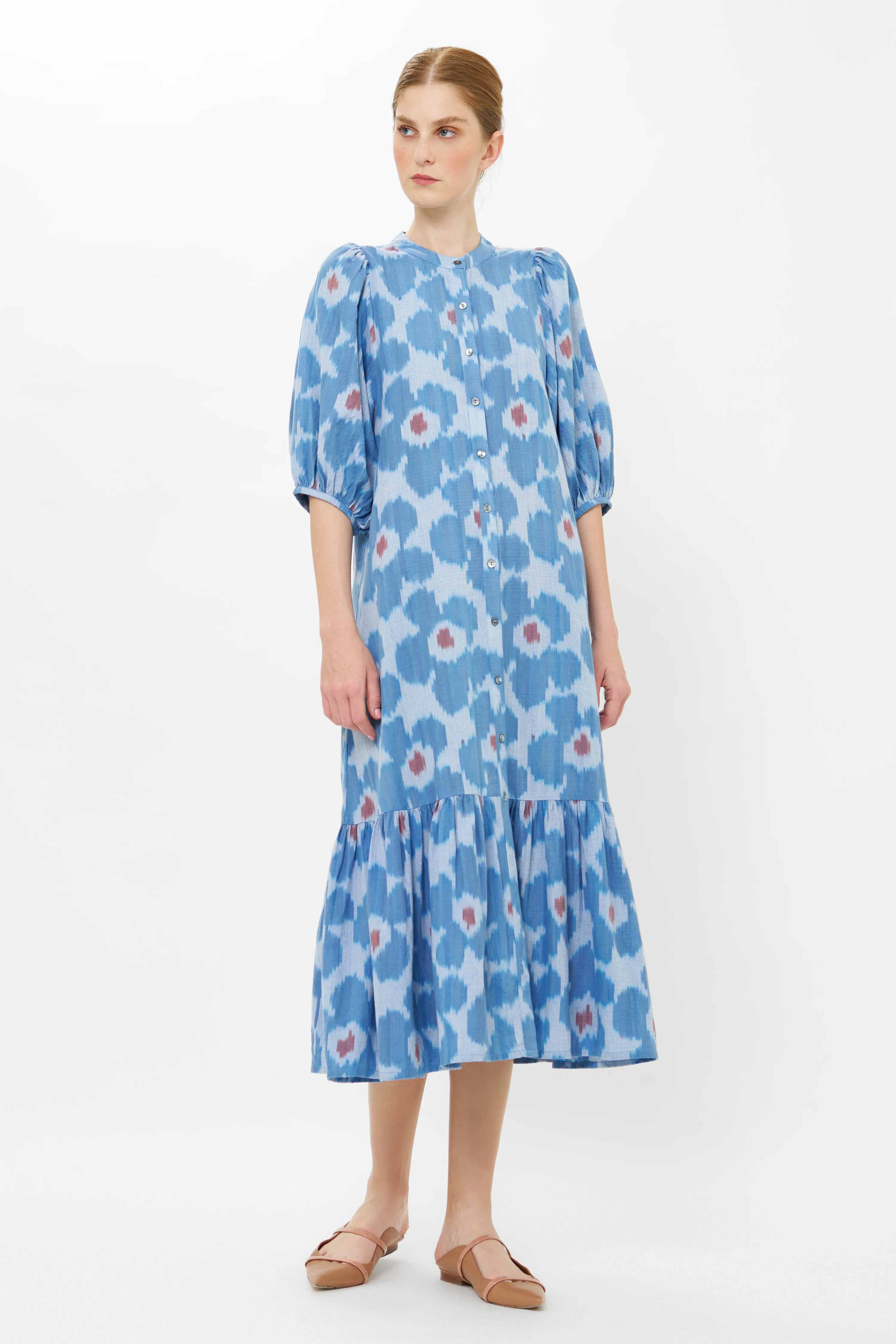 Button Puff Midi- Jinja Blue - Image 7