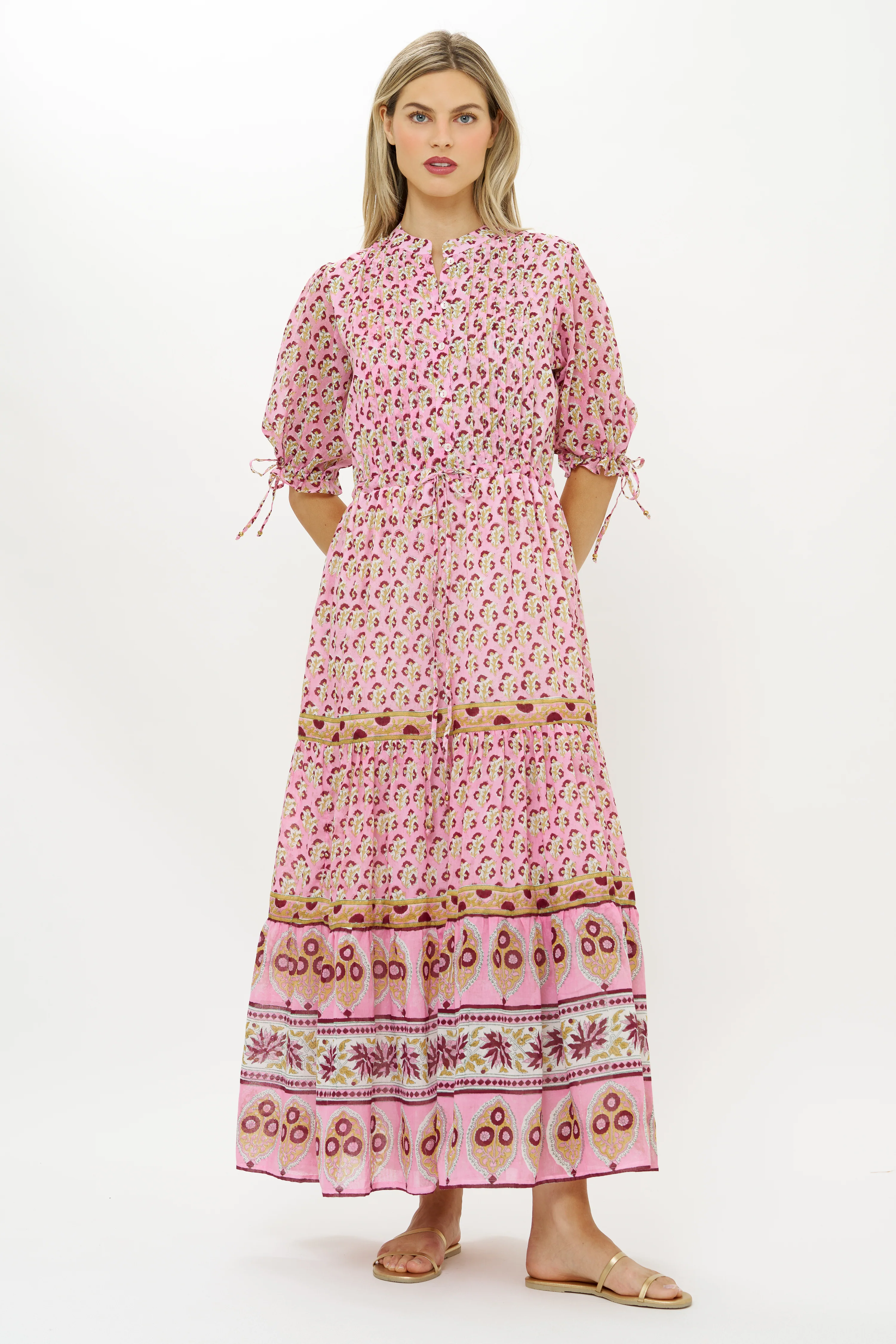 Cinched Pintuck Maxi- Riad Rhubarb - Image 7
