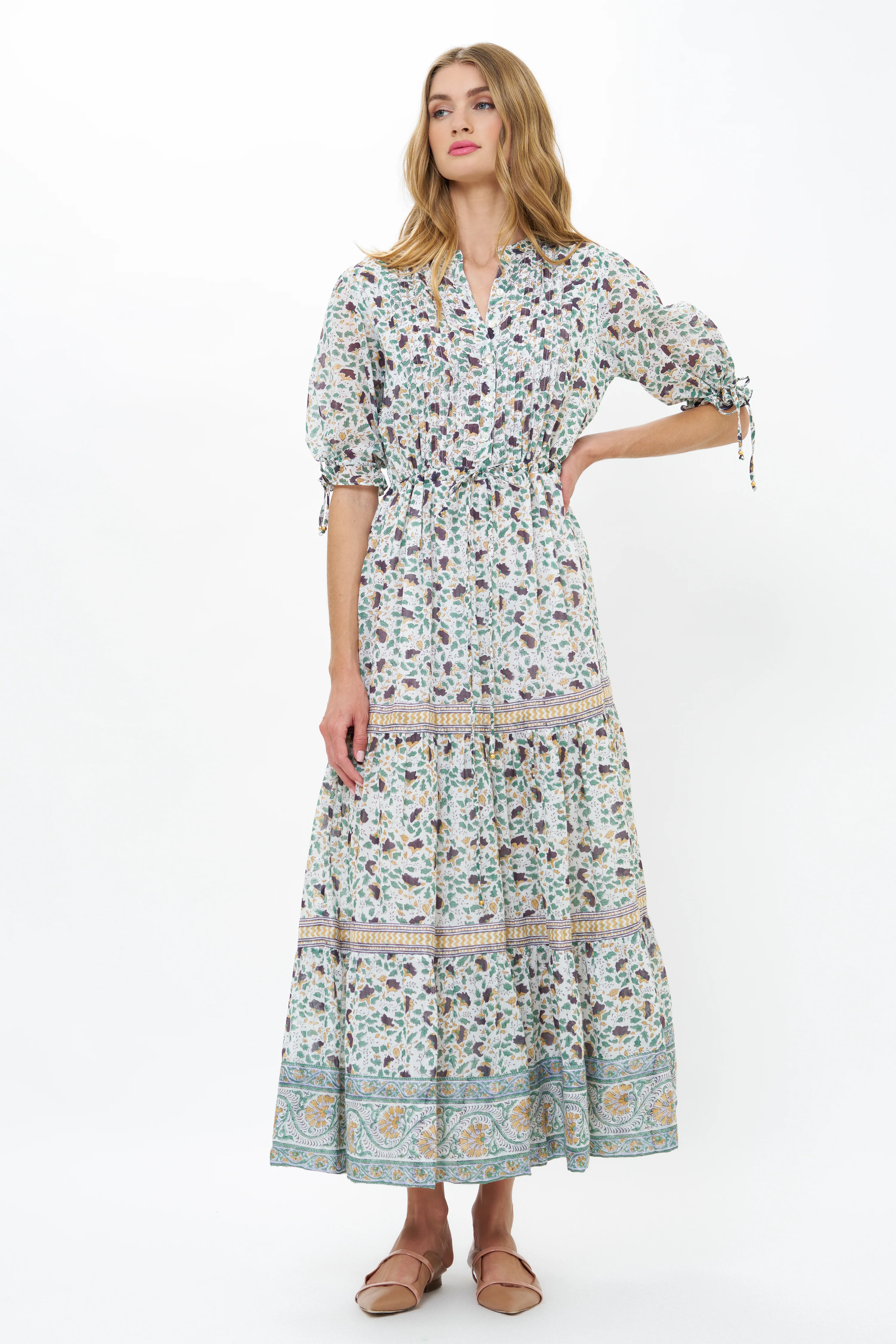 Cinched Pintuck Maxi- Cotswold Green - Image 5